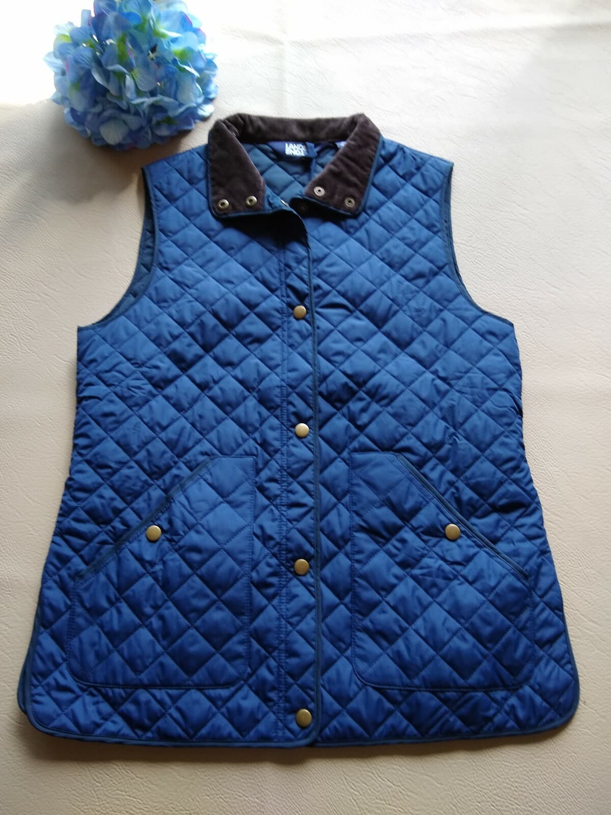 LANDS' END Quilt Insulated Vest Full-Zip Snap Pockets Navy Blue Women Small 6-8 - Thumbnail 3