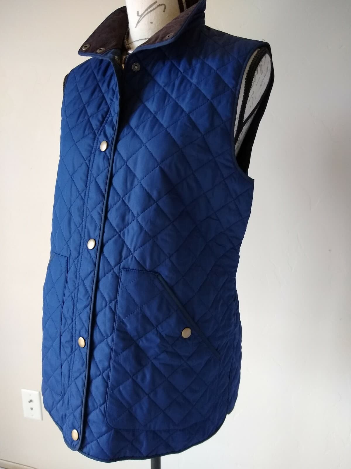 LANDS' END Quilt Insulated Vest Full-Zip Snap Pockets Navy Blue Women Small 6-8 - Thumbnail 4