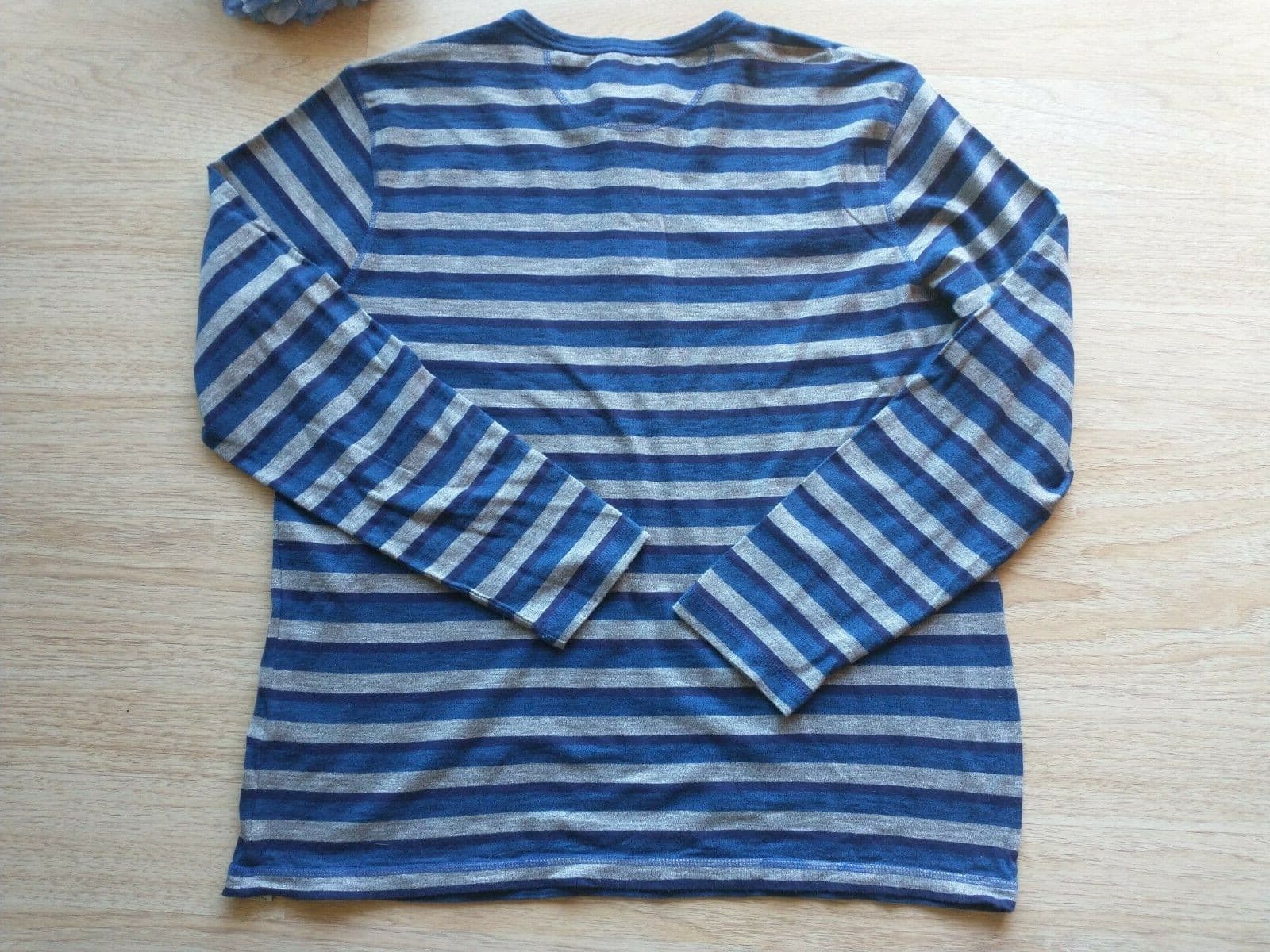 Lucky Brand Men Cotton Knit Long Sleeve T-Shirt 3/4 Button Blue Gray Strip Sz.XL - Thumbnail 7