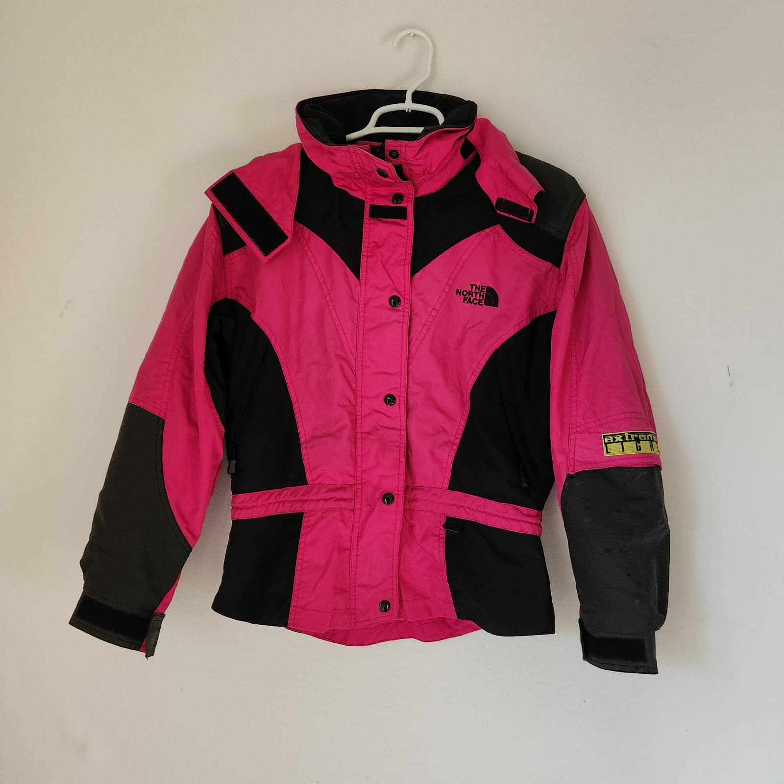 Vintage The North Face Extreme Light Hooded Ski Jacket Zip Pink Black Women's 8 - Thumbnail 2