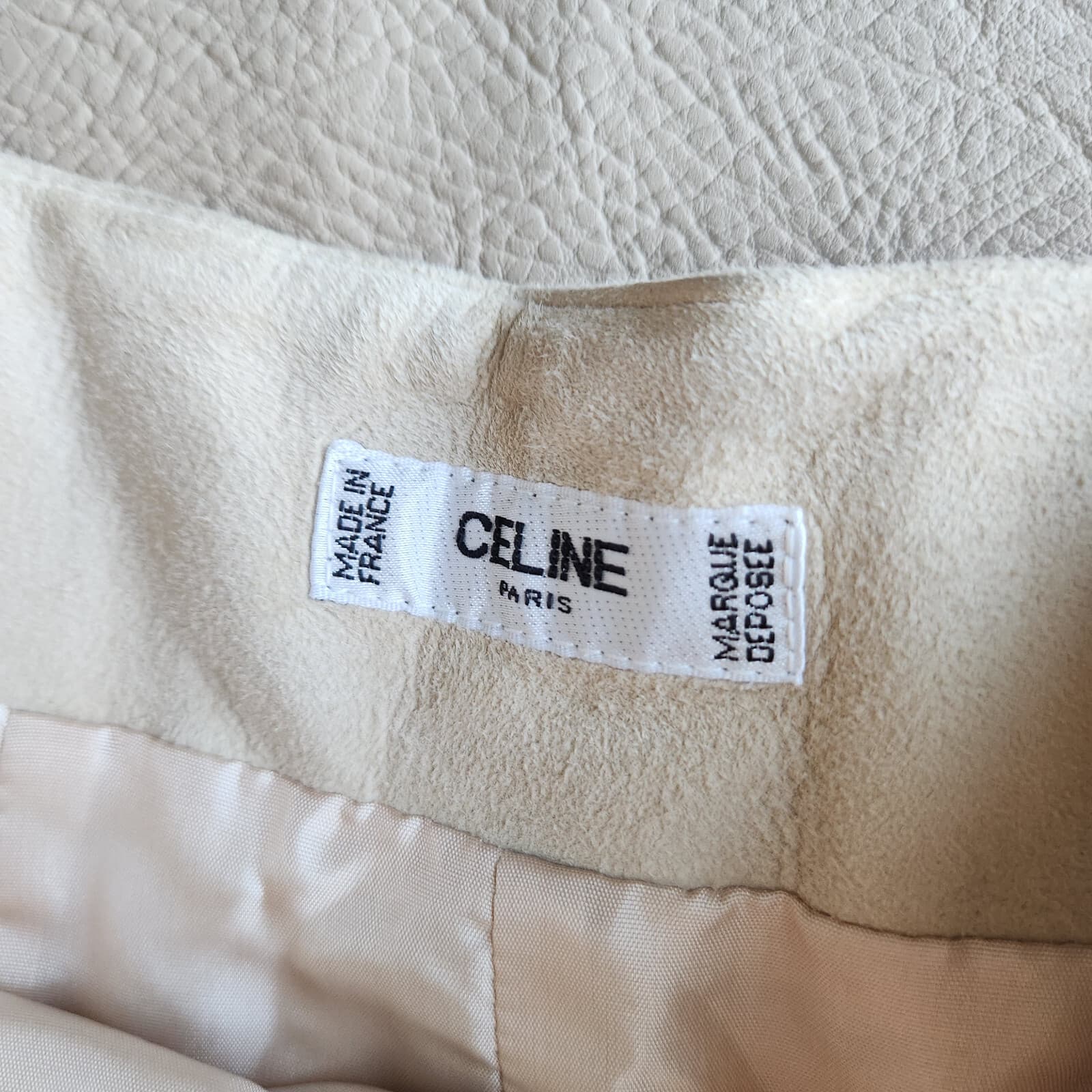 Celine Paris 100% Lamb Suede High Waist Pants Gold Accent Pocket Beige Sz.38 - Thumbnail 8