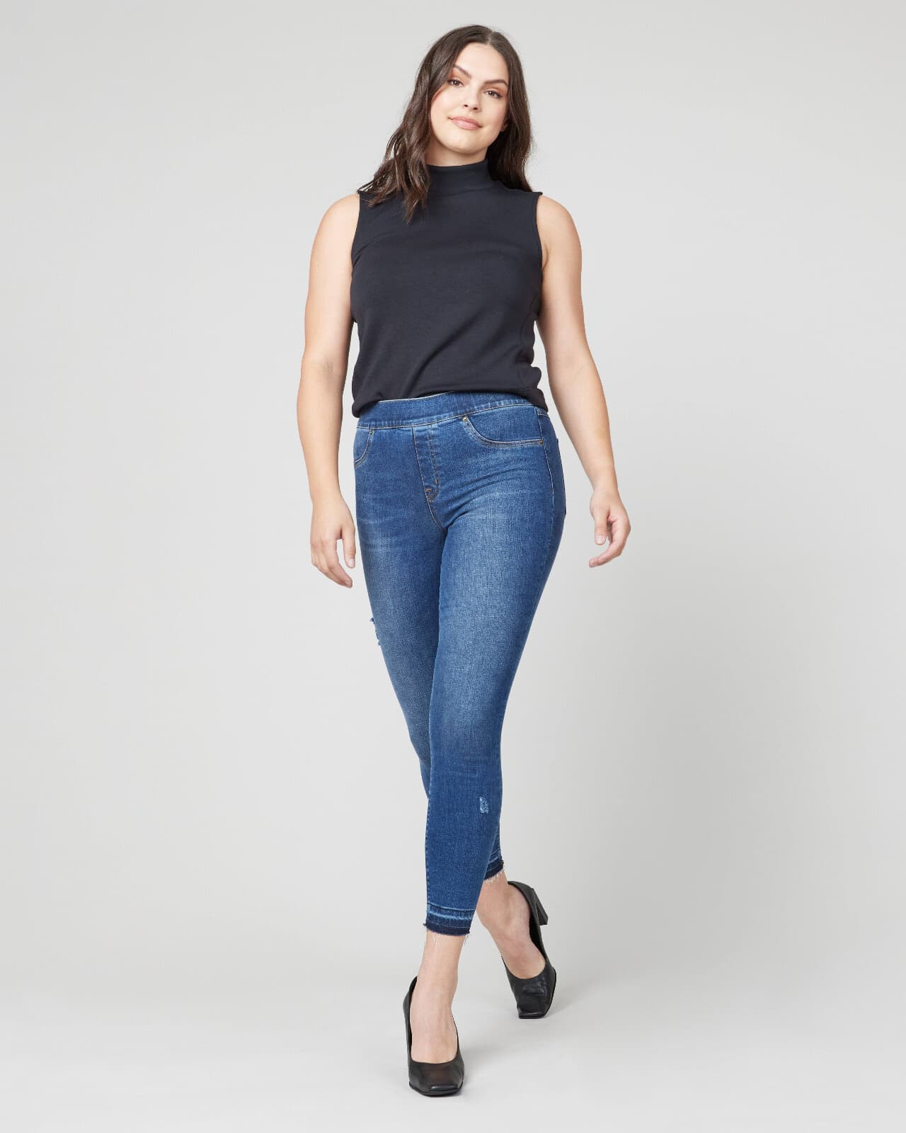 Spanx Distressed Ankle Skinny Jeans Pull-On Stretch Pocket Frayed Hem Women's S - Thumbnail 5