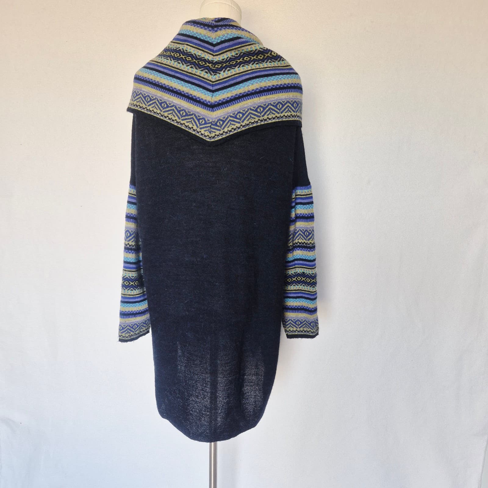 Alpandia A 100% Baby Alpaca Peruvian Cowl Neck Tunic Sweater Blue Women One Size - Thumbnail 8