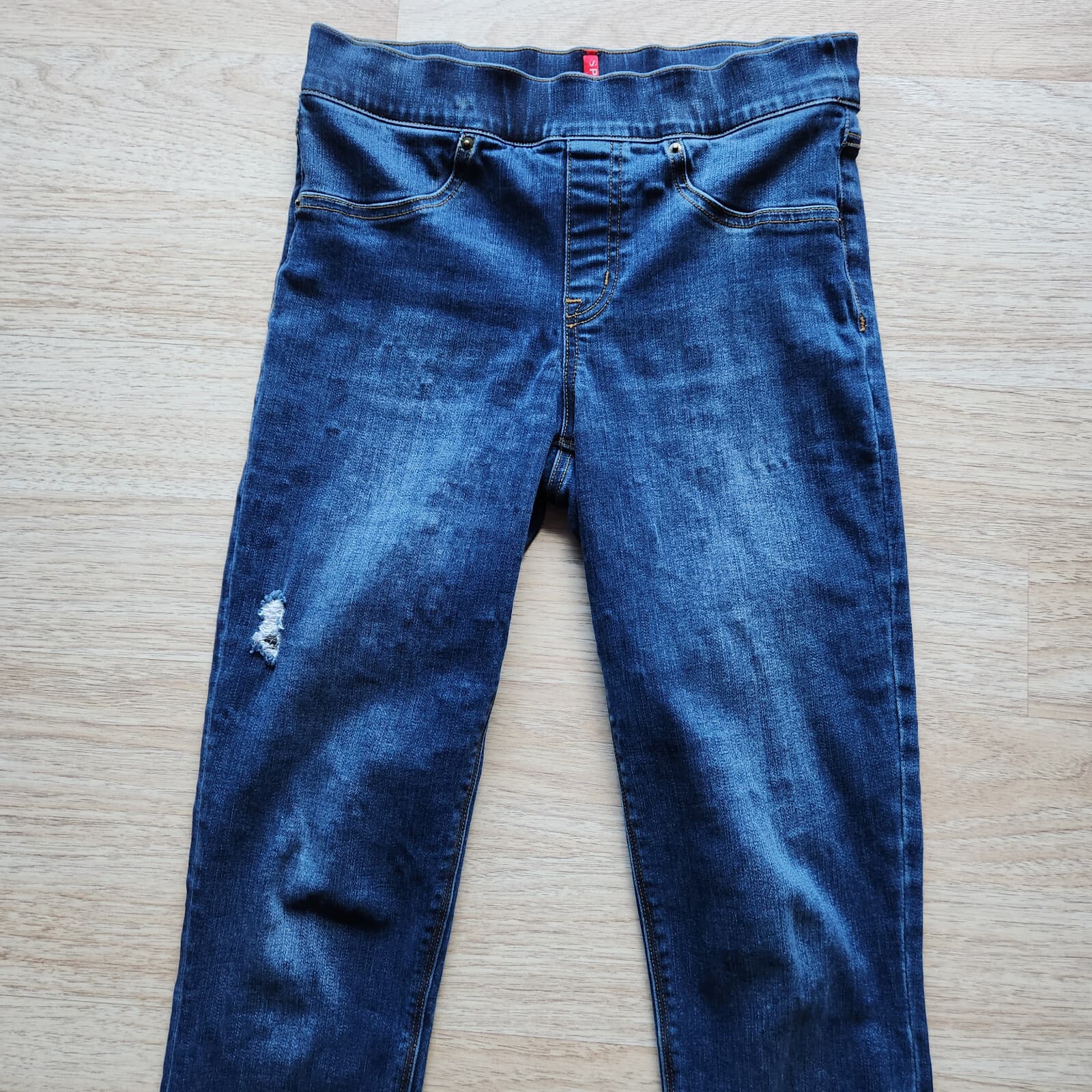 Spanx Distressed Ankle Skinny Jeans Pull-On Stretch Pocket Frayed Hem Women's S - Thumbnail 4
