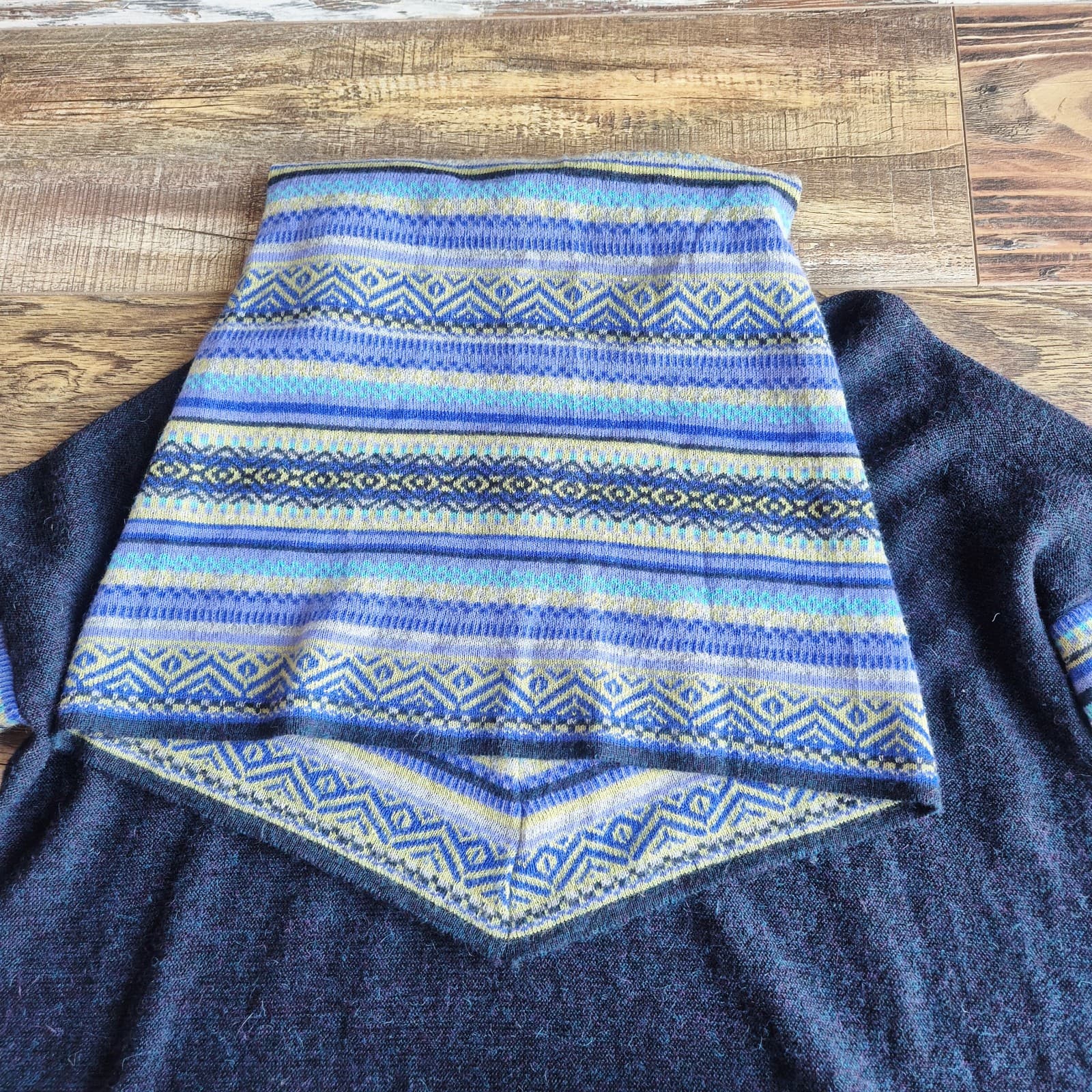 Alpandia A 100% Baby Alpaca Peruvian Cowl Neck Tunic Sweater Blue Women One Size - Thumbnail 10