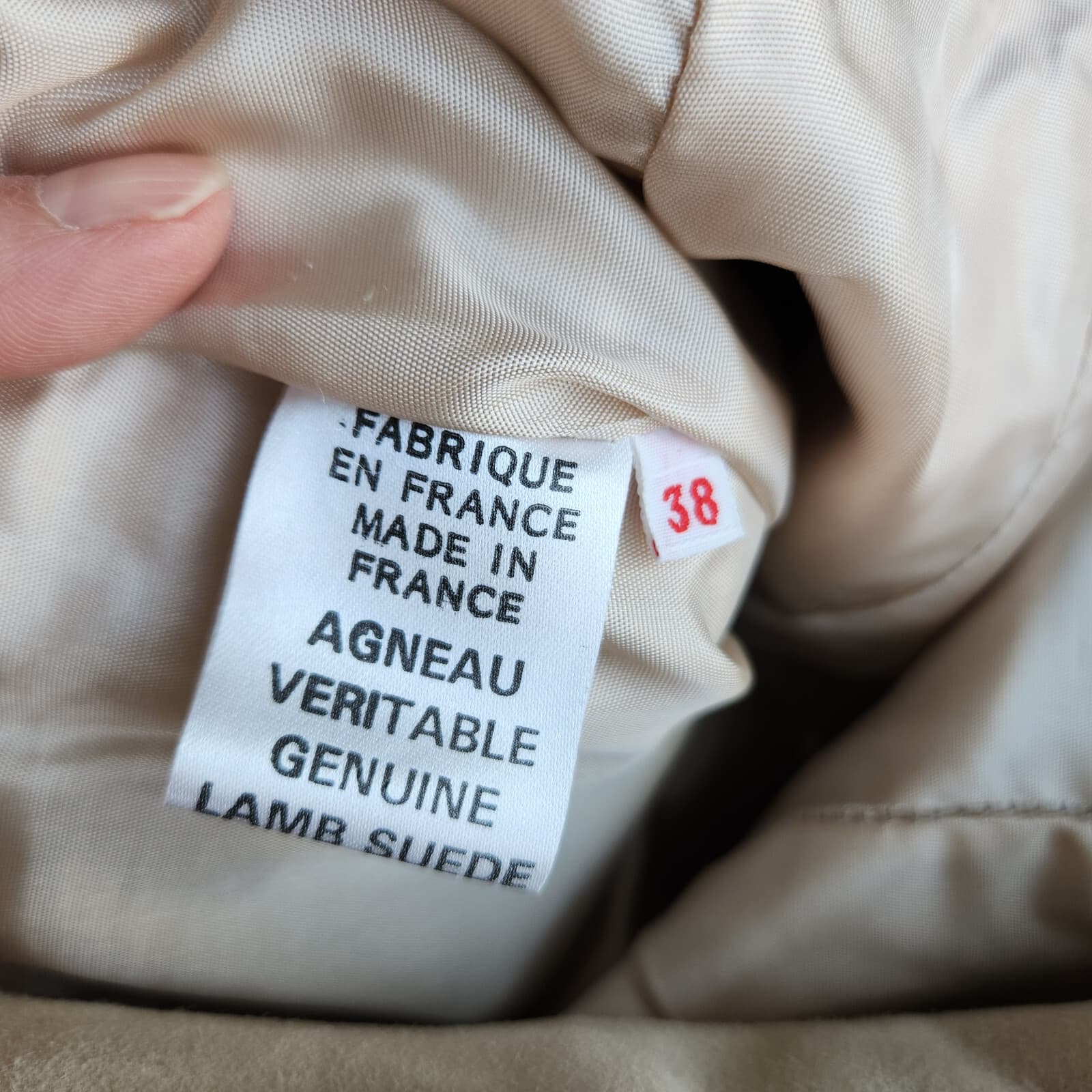 Celine Paris 100% Lamb Suede High Waist Pants Gold Accent Pocket Beige Sz.38 - Thumbnail 10