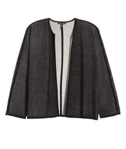 EILEEN FISHER Silk Organic Cotton Open Front Cardigan Texture Black Bust 40" (S) - Thumbnail 3