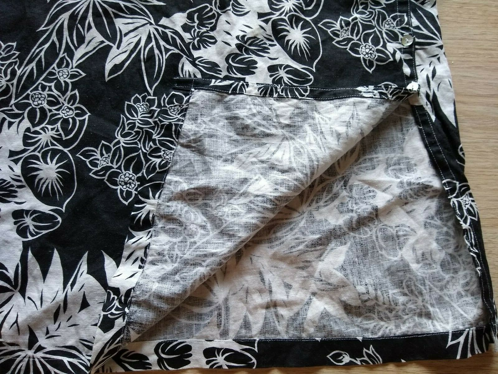MATCH Linen Midi Tunic Dress Sleeveless Floral Square Neck Black White Sz.12p - Thumbnail 8