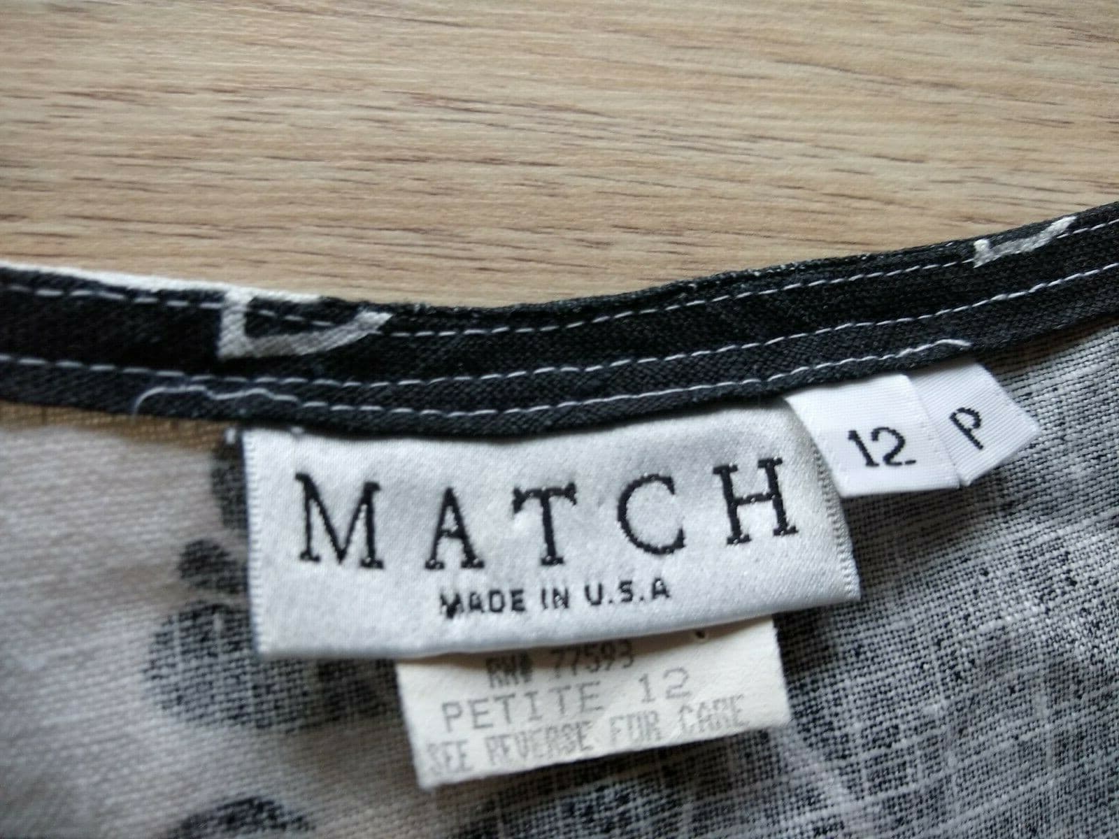 MATCH Linen Midi Tunic Dress Sleeveless Floral Square Neck Black White Sz.12p - Thumbnail 10
