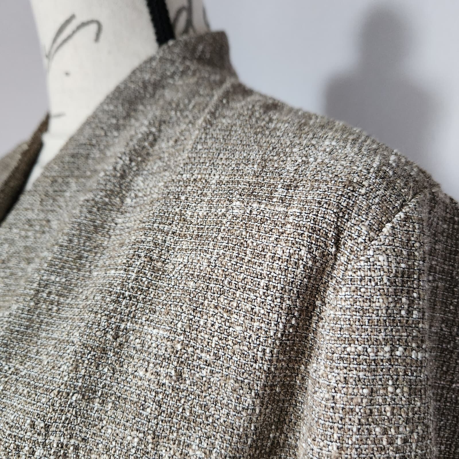 EILEEN FISHER Slub Tweed Open Front Jacket Pocket Cotton Blend Driftwood Sz.M - Thumbnail 8