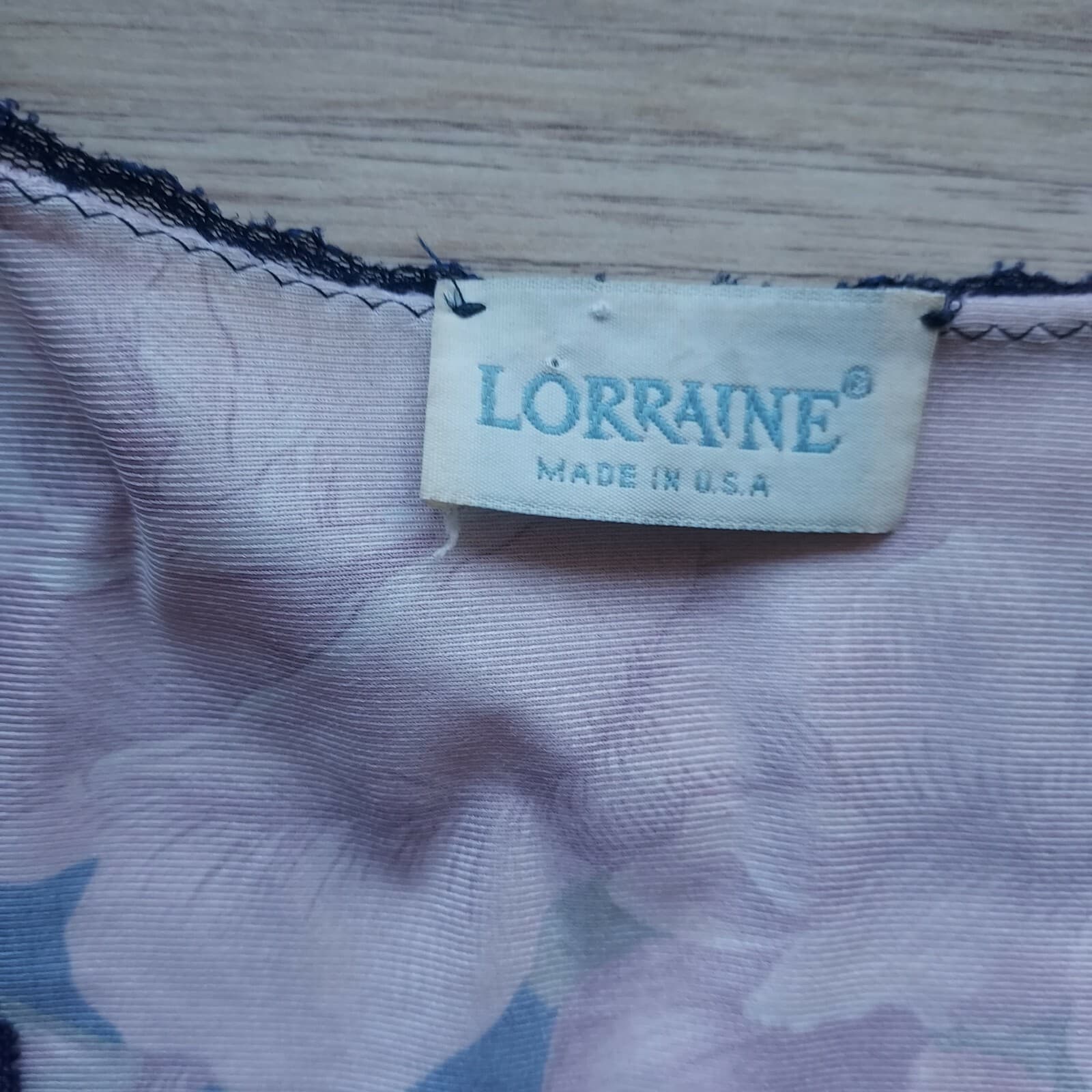 Vintage LORRAINE Floral Kimono Maxi Robe Lace Trim Multicolor Sz.1X Made in USA - Thumbnail 7