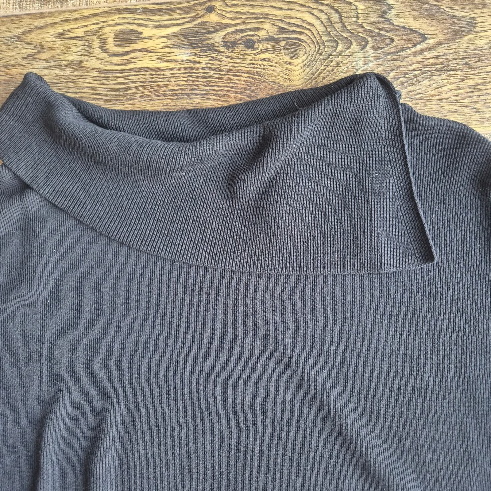 Lafayette 148 New York Cowl Neck Tunic Sweater Long Sleeve Rib-Knit Black Size L - Thumbnail 4