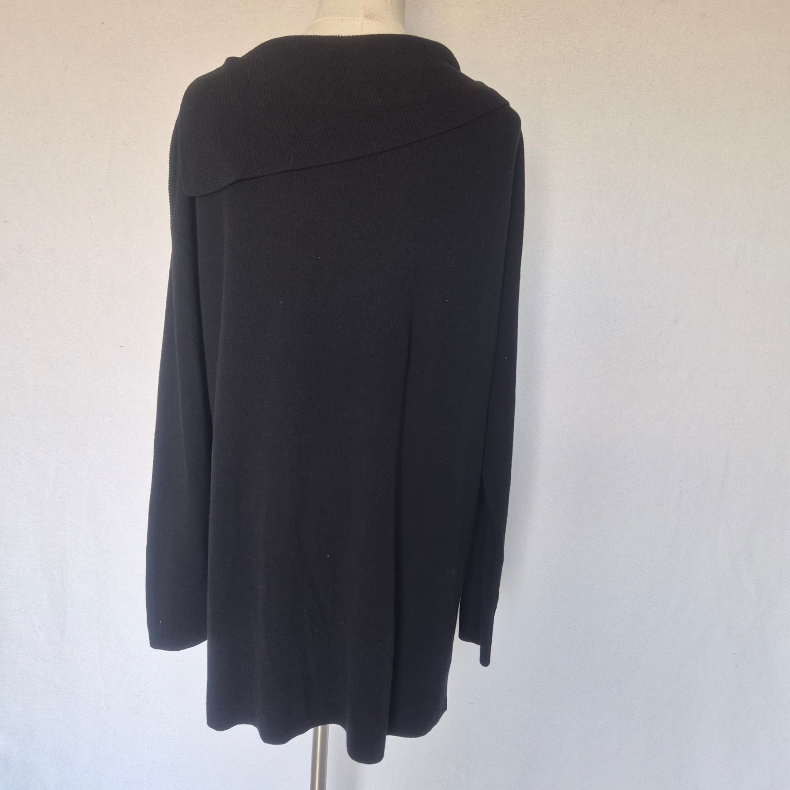 Lafayette 148 New York Cowl Neck Tunic Sweater Long Sleeve Rib-Knit Black Size L - Thumbnail 7