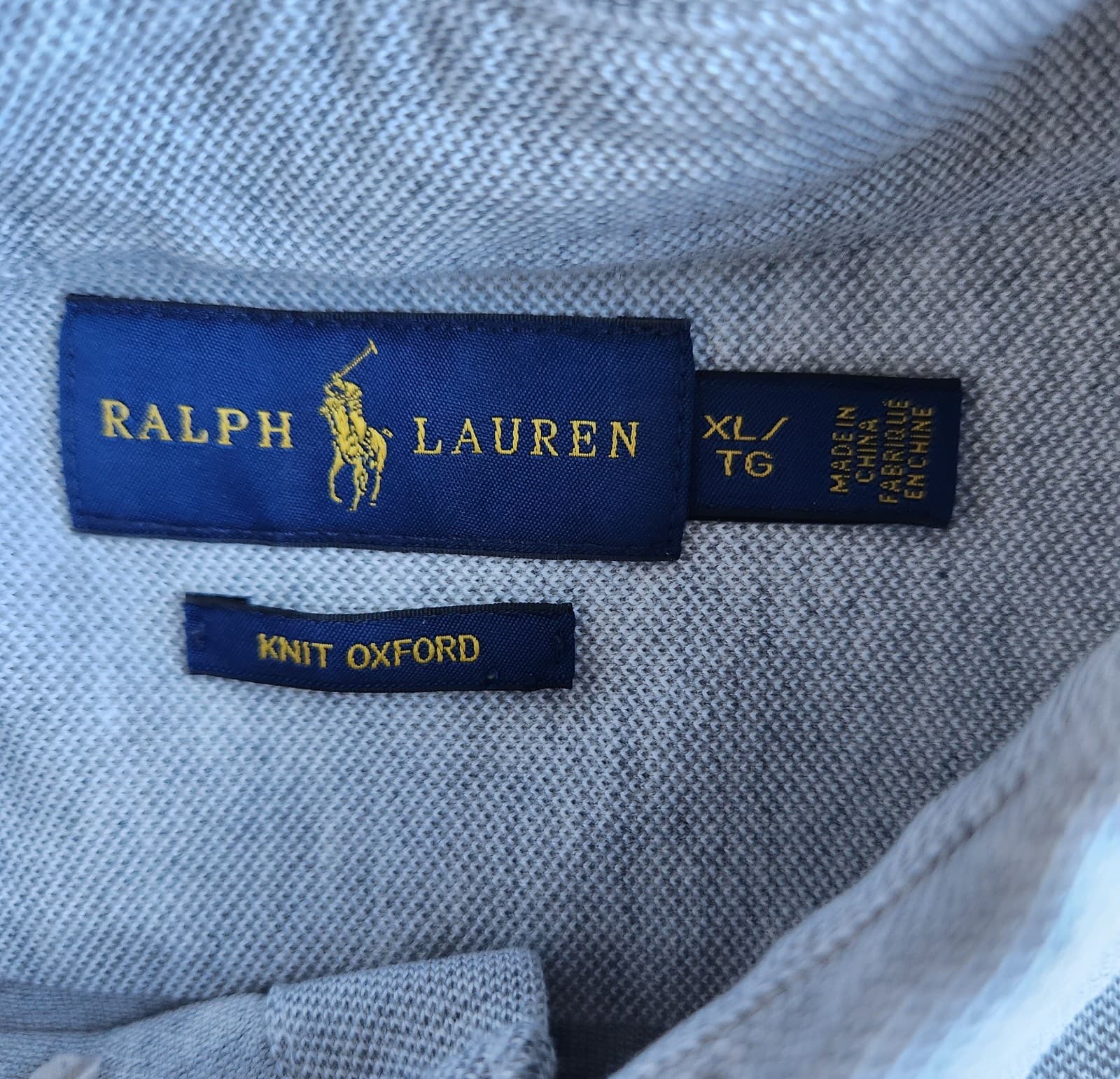 Ralph Lauren Pony Knit Oxford Shirt Button-Down Long Sleeve Cotton Grey Men's XL - Thumbnail 5