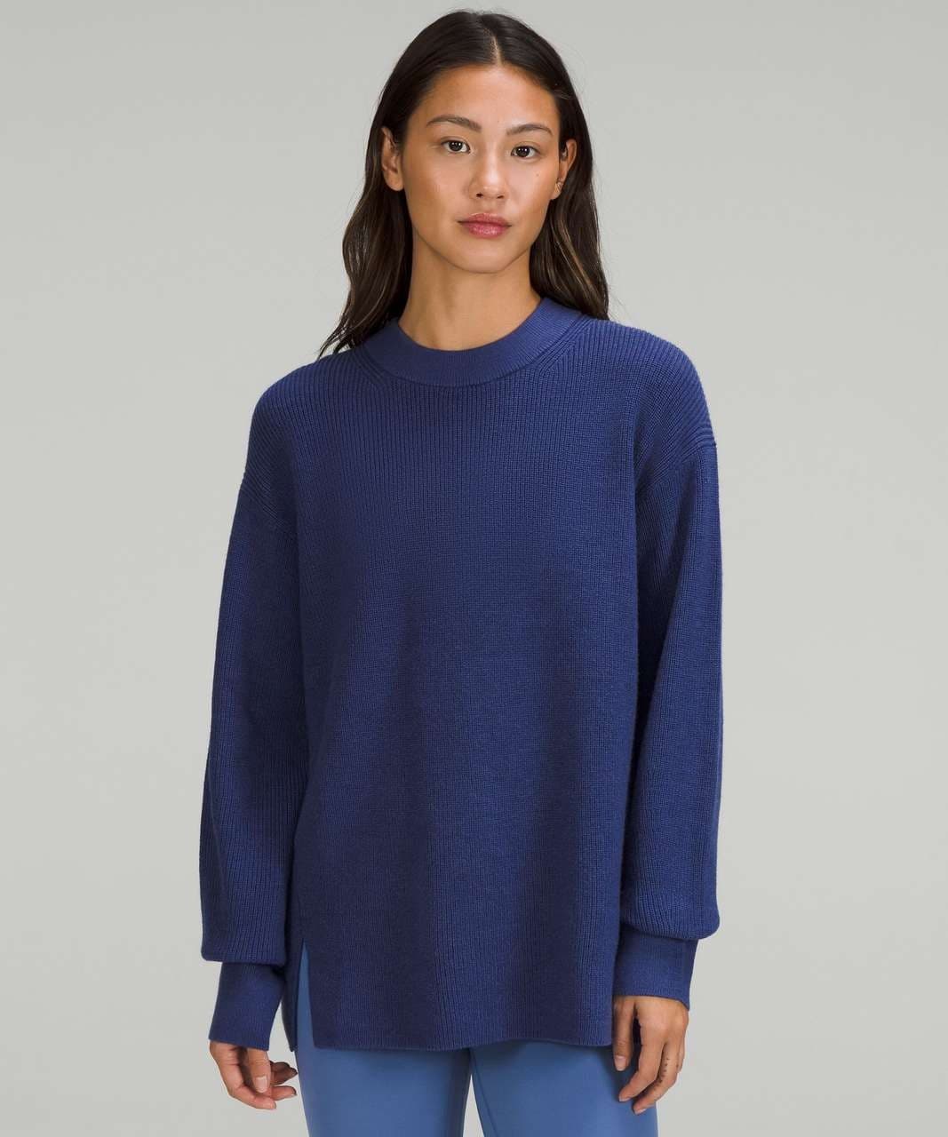 Lululemon Merino Wool-Blend Ribbed Crewneck Sweater Heathered Psychic Women's 4 - Thumbnail 2
