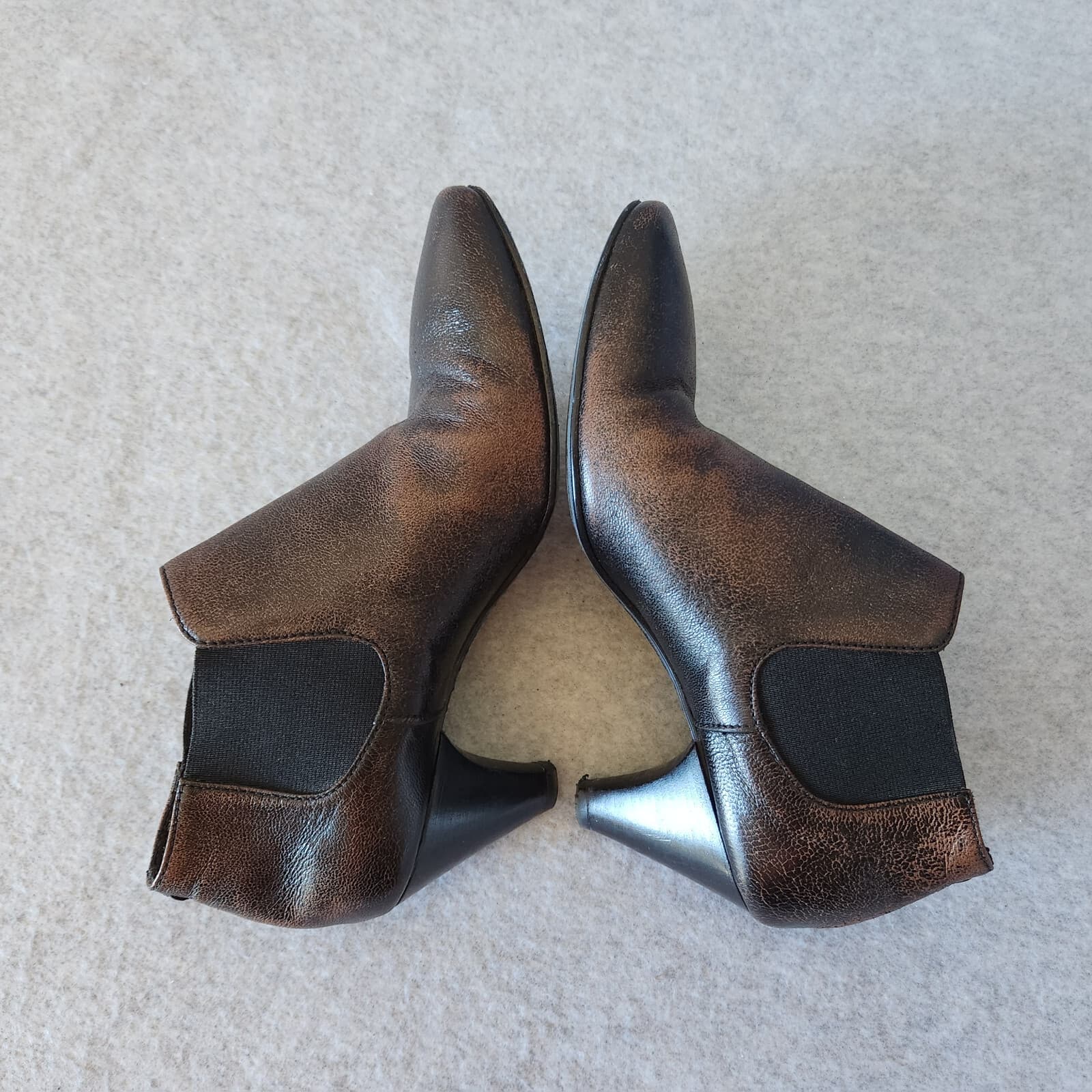 Raparo Made in Italy Leahter Chelsea Ankle Boots 2.5" Heel Brown Women EU37 - Thumbnail 5
