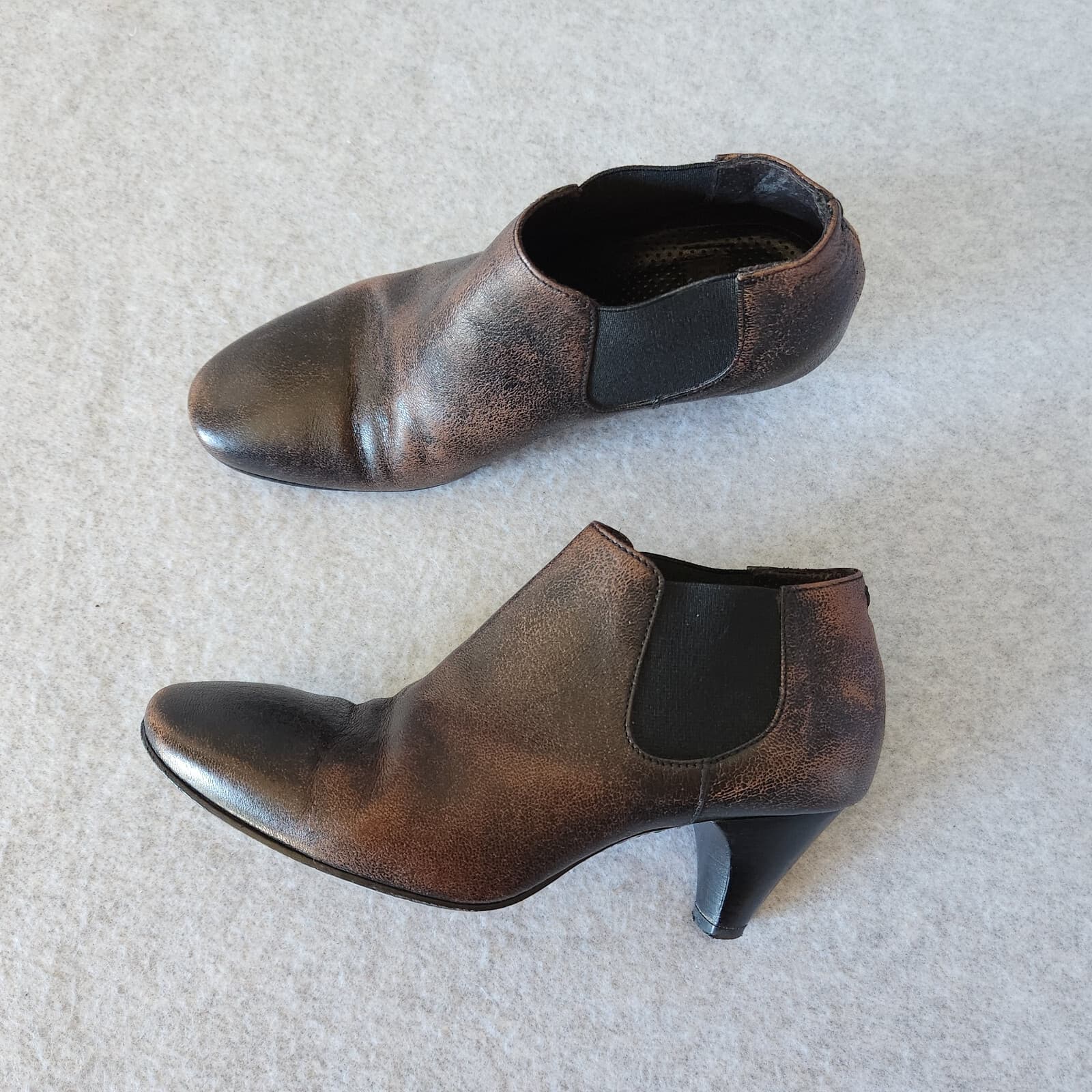 Raparo Made in Italy Leahter Chelsea Ankle Boots 2.5" Heel Brown Women EU37 - Thumbnail 2