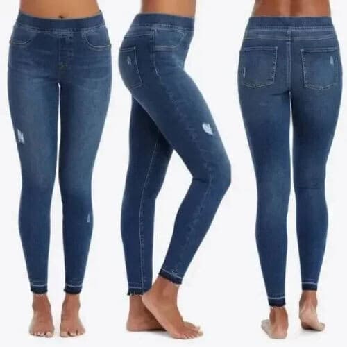 Spanx Distressed Ankle Skinny Jeans Pull-On Stretch Pocket Frayed Hem Women's S - Thumbnail 4