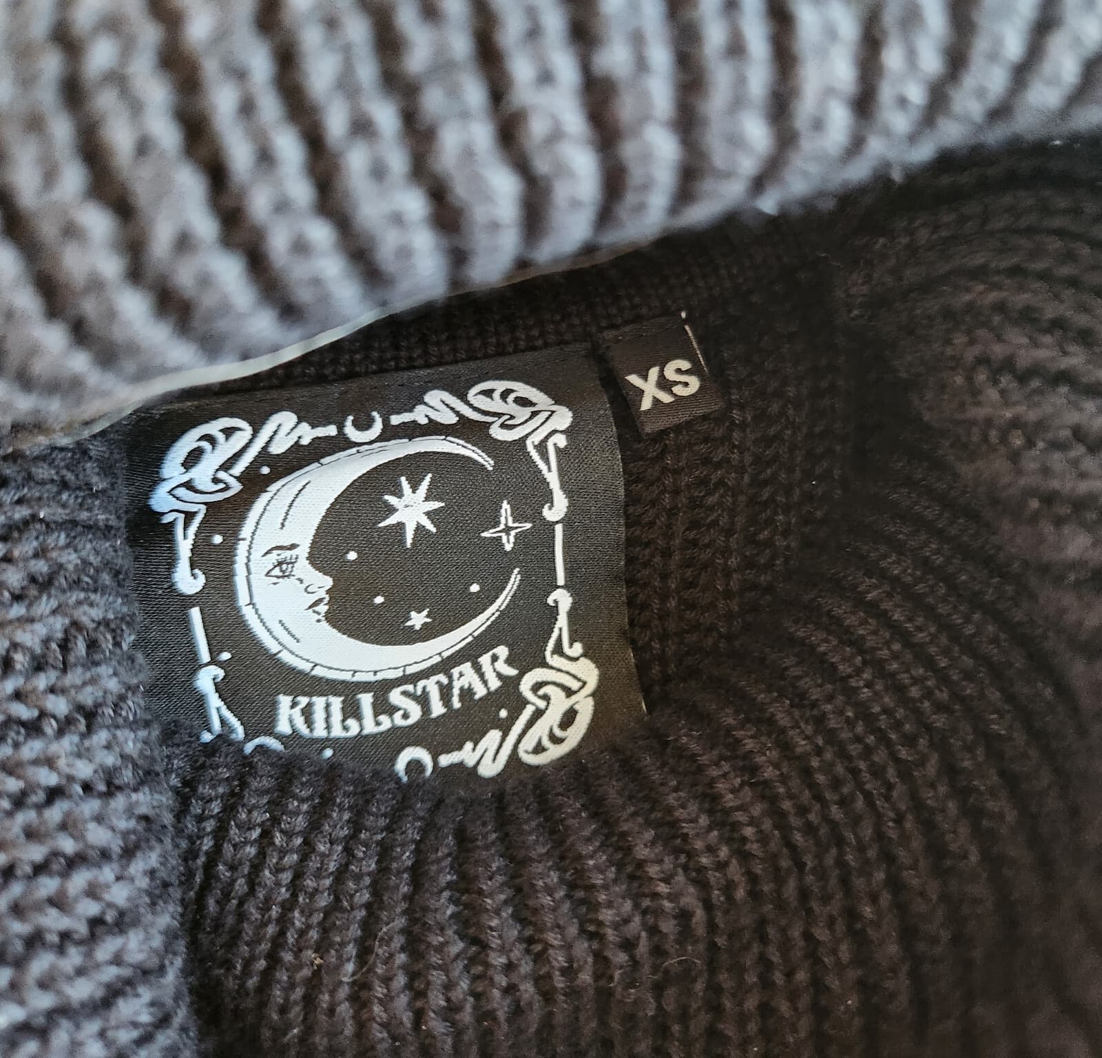 KILLSTAR The Mourning After Rib Knit Gothic Sweater Frayed Hem Black Unisex XS - Thumbnail 15