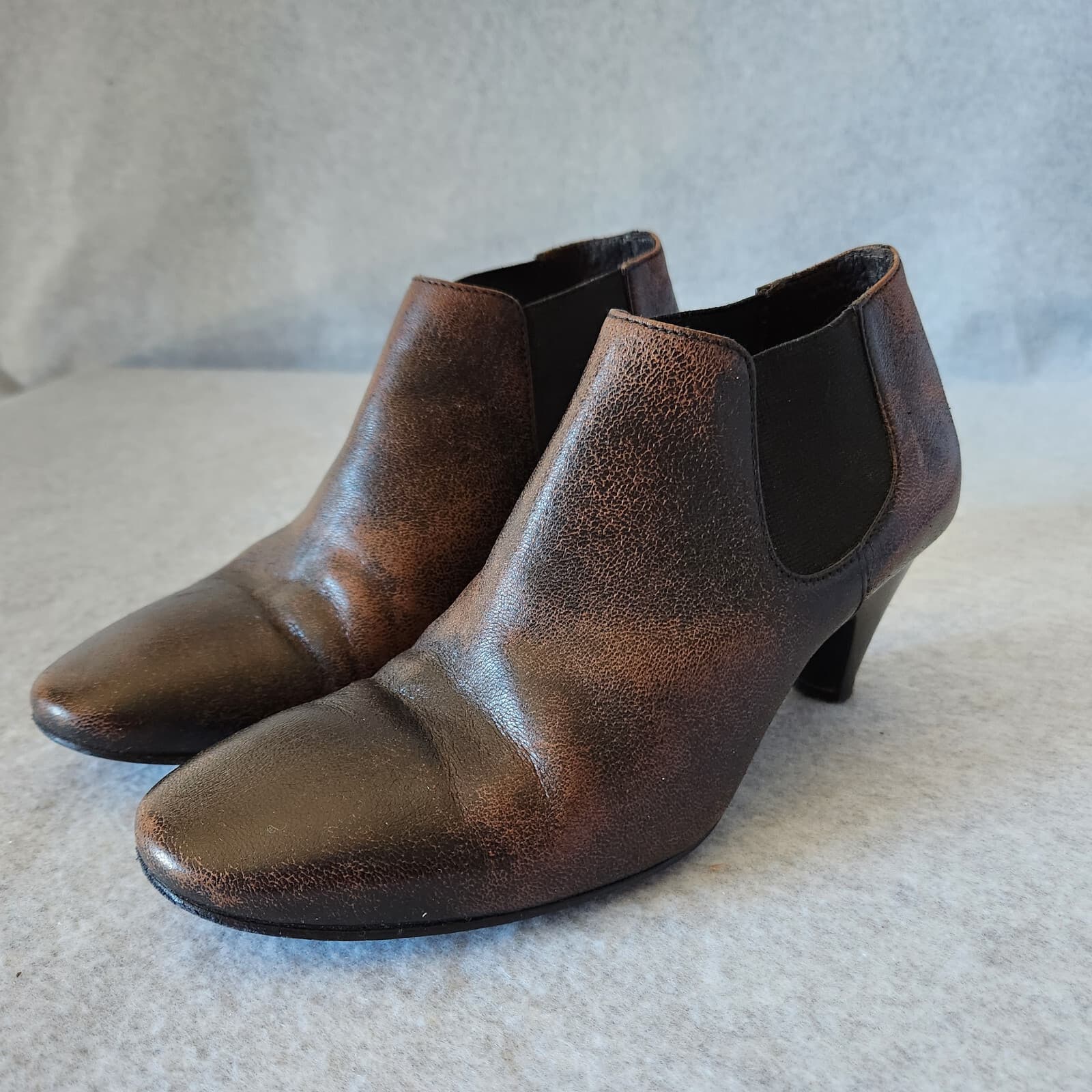 Raparo Made in Italy Leahter Chelsea Ankle Boots 2.5" Heel Brown Women EU37 - Thumbnail 4