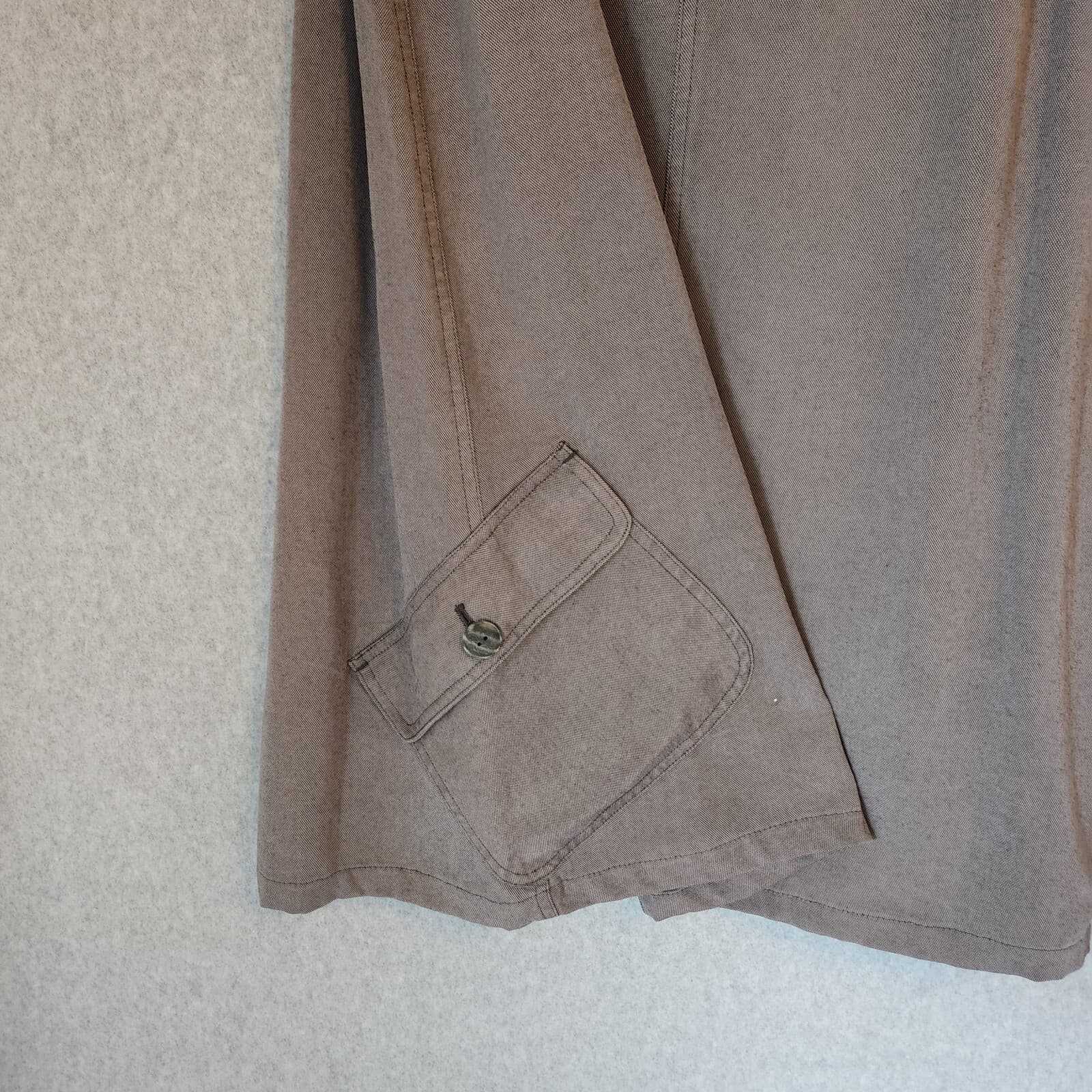 Vintage J.Jill 2 Piece of Jacket Midi A-Line Skirt Pocket Brown Tencel Women M - Thumbnail 3