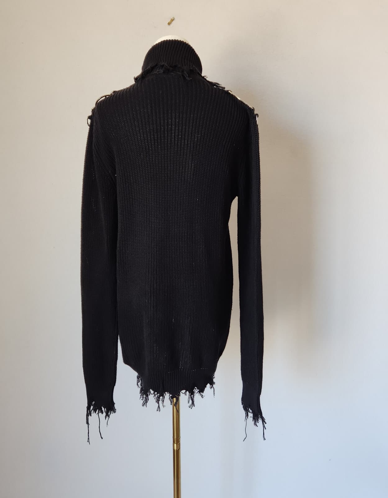 KILLSTAR The Mourning After Rib Knit Gothic Sweater Frayed Hem Black Unisex XS - Thumbnail 11