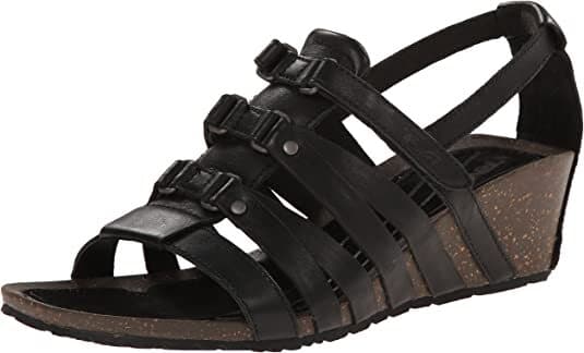 Teva Cabrillo Gladiator Wedge Strap Sandal Hook-Loop Black Leather Women US6.5 - Thumbnail 2