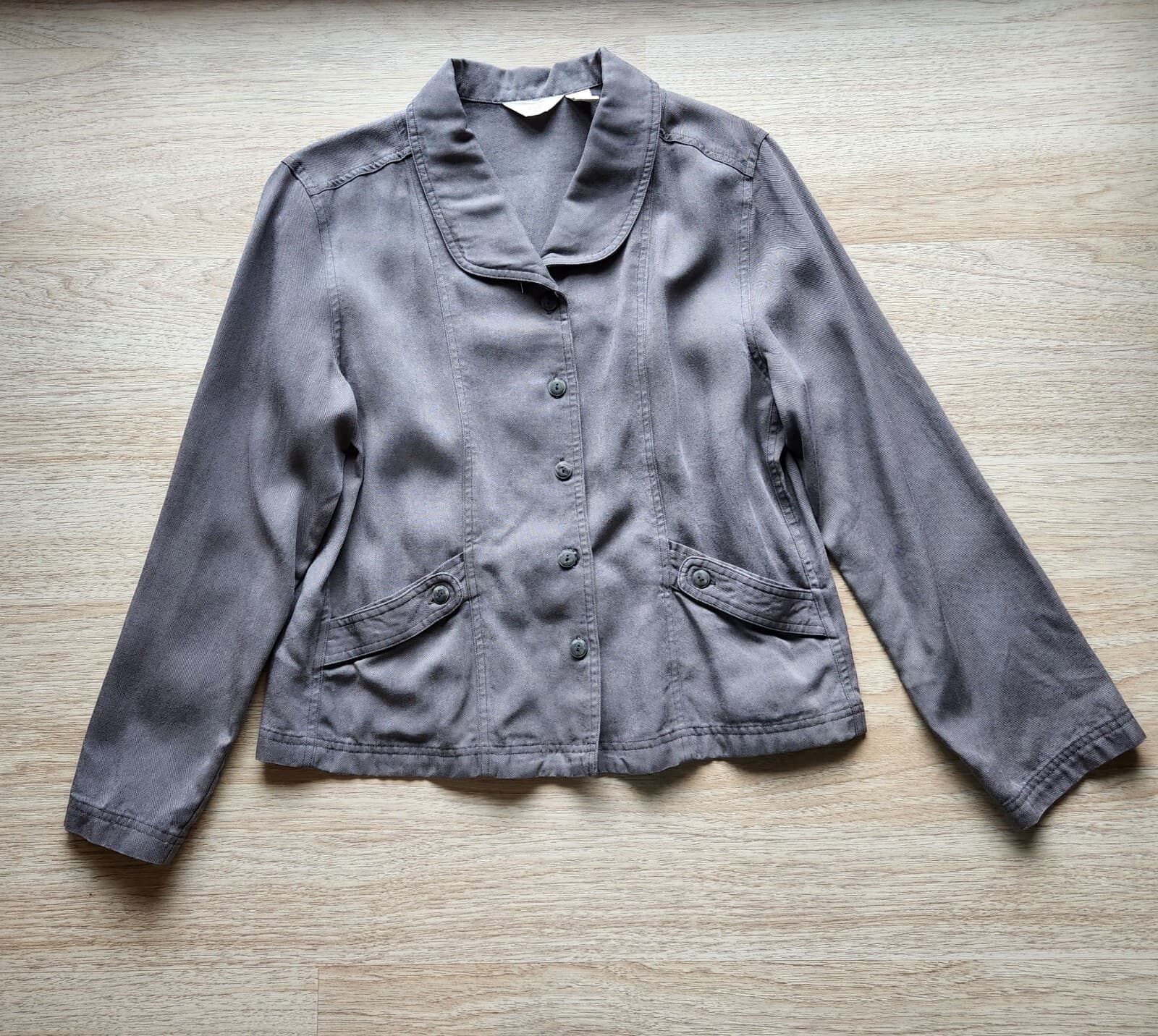 Vintage J.Jill 2 Piece of Jacket Midi A-Line Skirt Pocket Brown Tencel Women M - Thumbnail 5