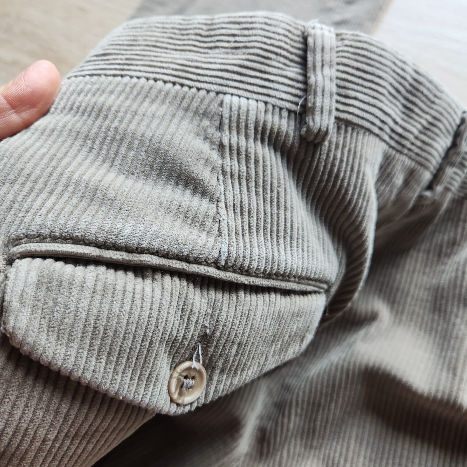 Vintage L.L.Bean Made in USA Corduroy Pants Straight Pocket Olive-Green Men's 35 - Thumbnail 7