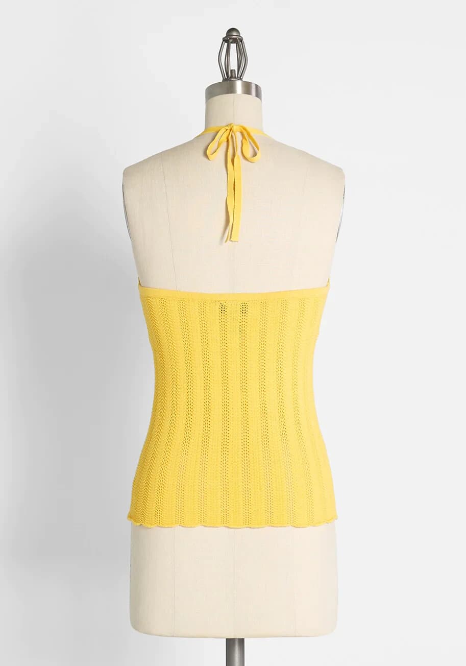 ModCloth Sun Rays For Days Crochet Halter Tie-Neck Top Cotton Butter Women's 2X - Thumbnail 5