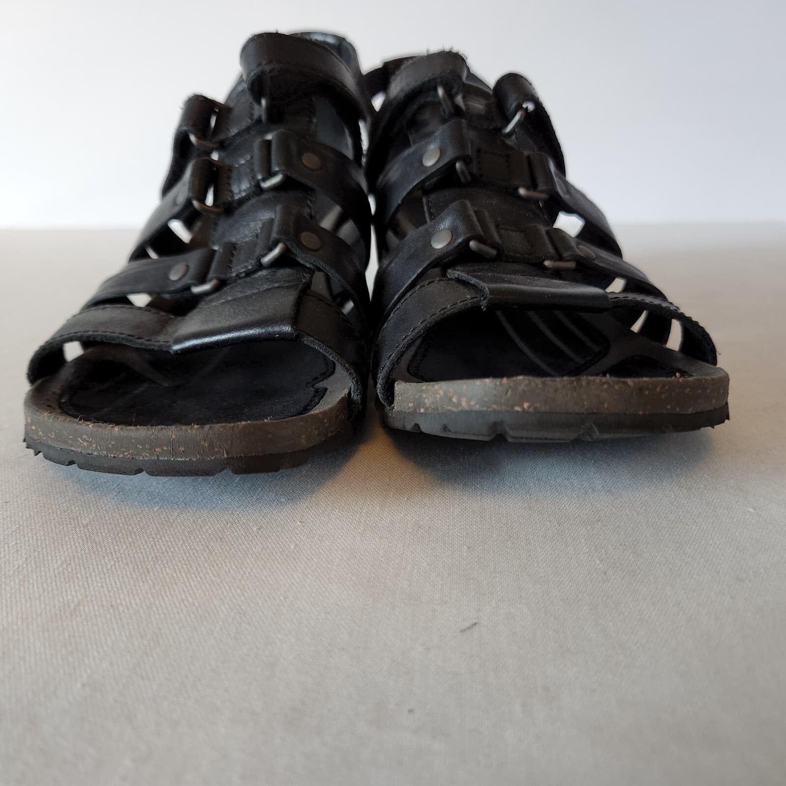 Teva Cabrillo Gladiator Wedge Strap Sandal Hook-Loop Black Leather Women US6.5 - Thumbnail 6