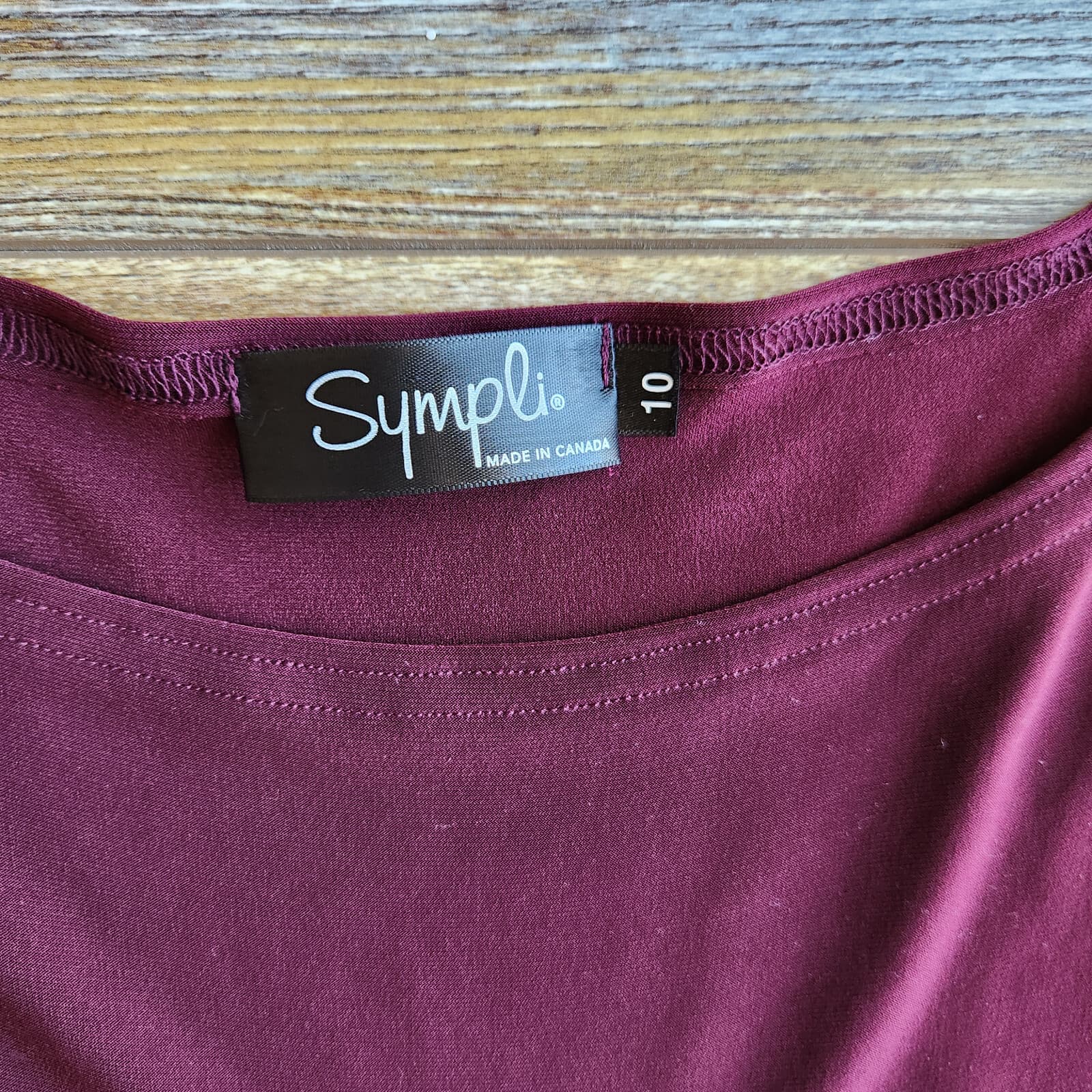 Sympli Swag Party Evening Jersey Draped Ruched Dress Long Sleeve Burgundy Sz.10 - Thumbnail 10