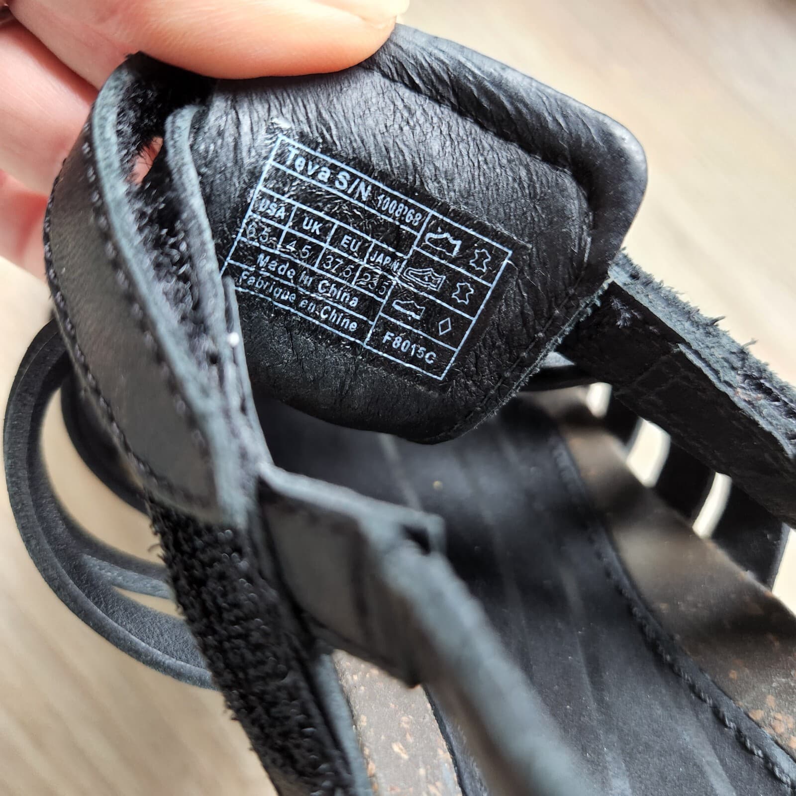 Teva Cabrillo Gladiator Wedge Strap Sandal Hook-Loop Black Leather Women US6.5 - Thumbnail 12