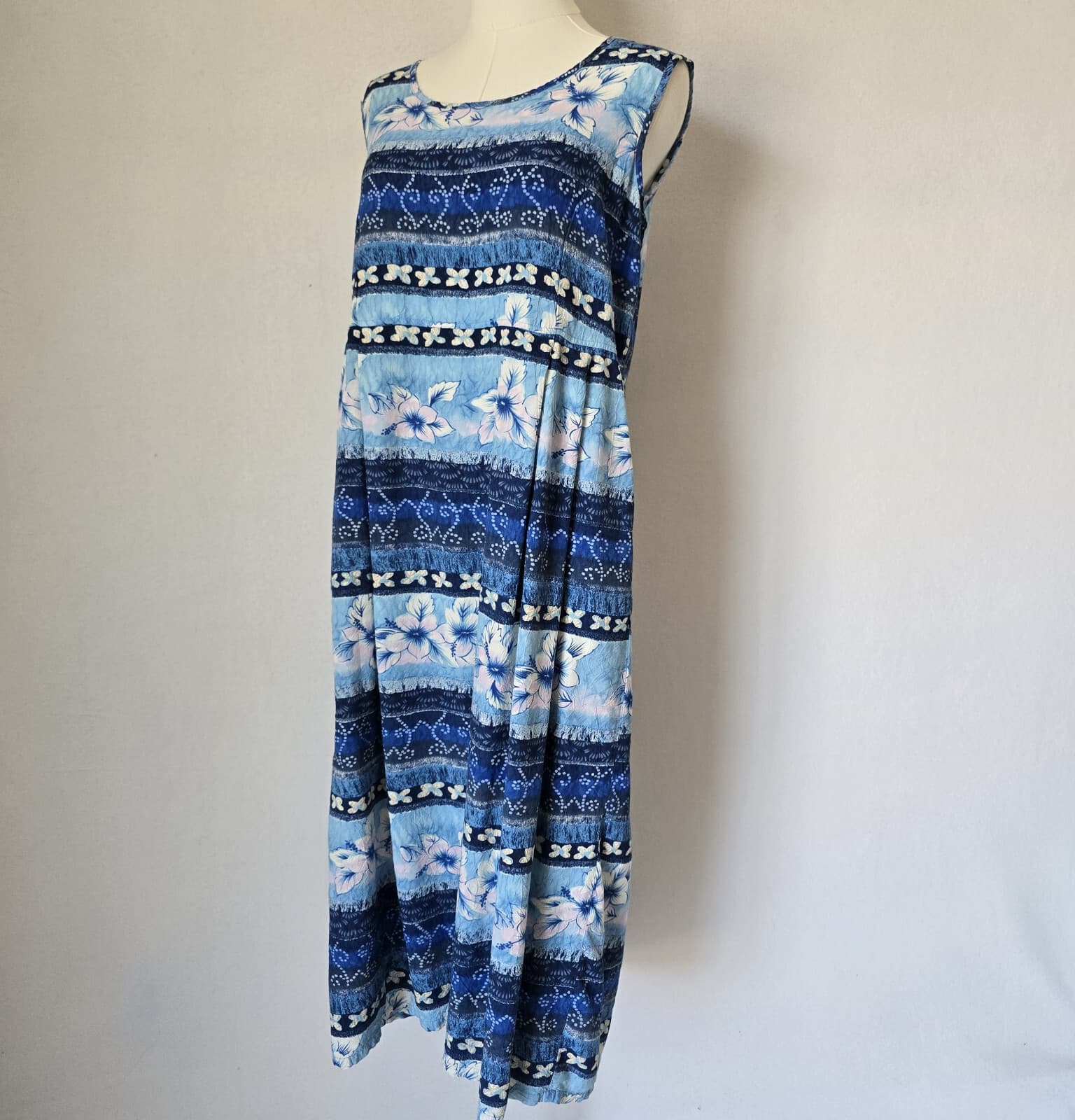 Jams World Tropical Floral Beach Hawaii Shift Dress Sleeveless Blubiscus Sz.M - Thumbnail 3