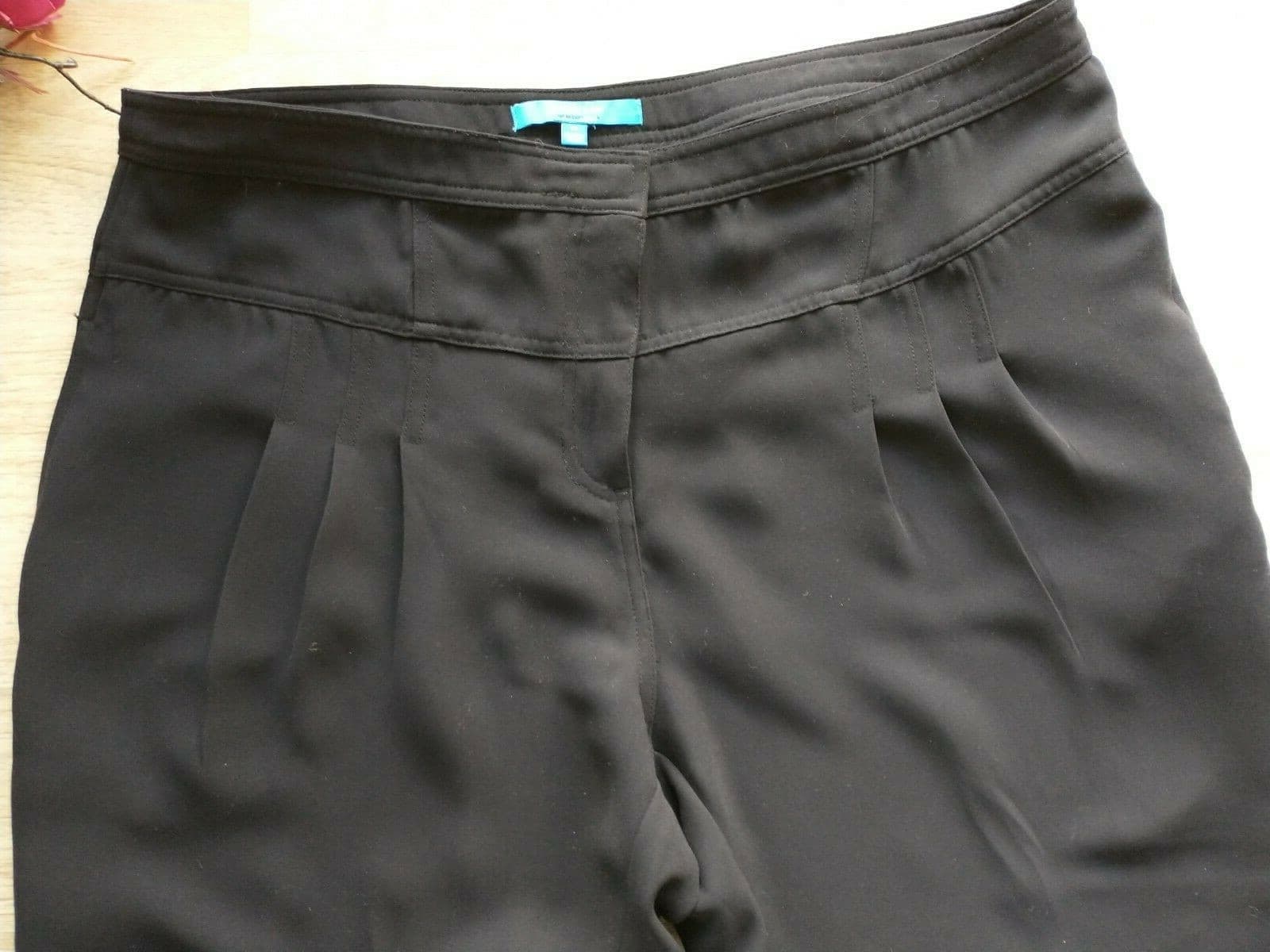 Derek Lam Women Knit Crop Pants Pleat-Front Pockets Zip Black Sz.14 - Thumbnail 3