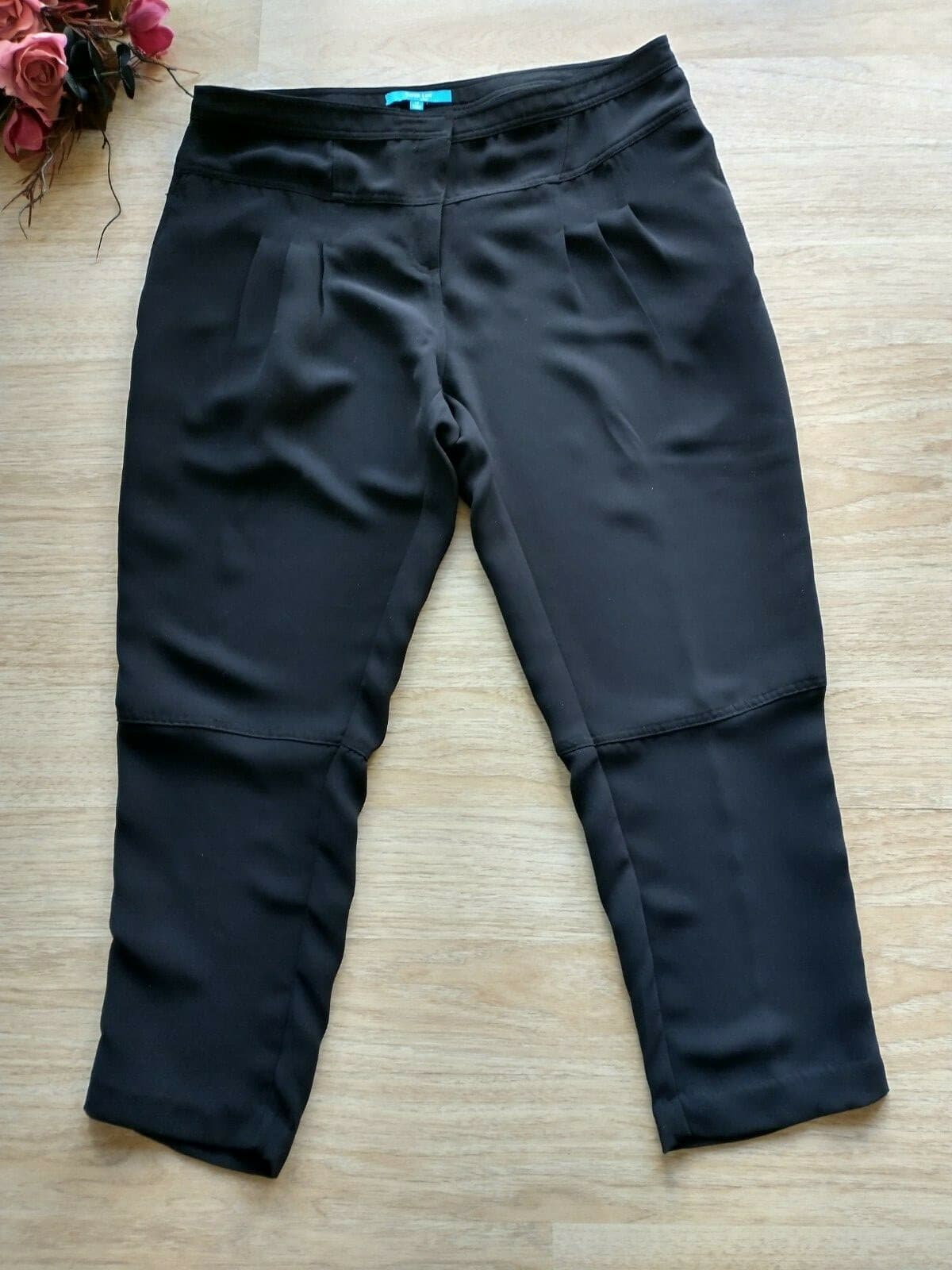 Derek Lam Women Knit Crop Pants Pleat-Front Pockets Zip Black Sz.14 - Thumbnail 10