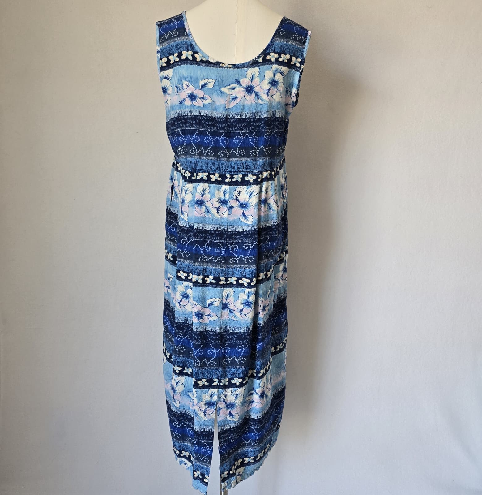 Jams World Tropical Floral Beach Hawaii Shift Dress Sleeveless Blubiscus Sz.M - Thumbnail 5