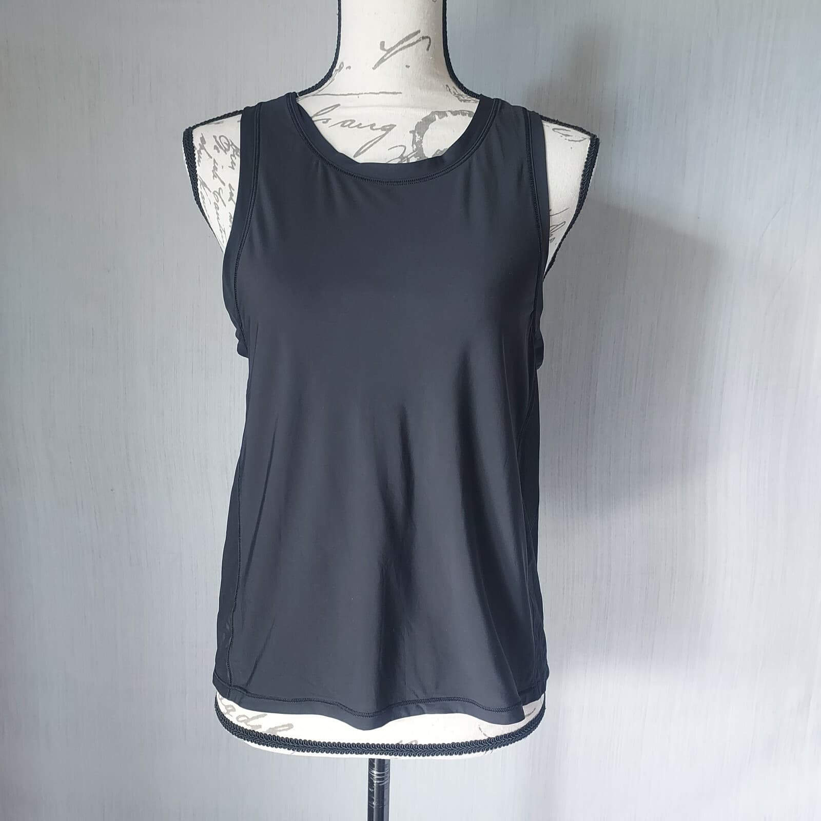 Lululemon Activewear Tank-Top Sleeveless Back-Mesh Black Women Chest 34" - Thumbnail 2