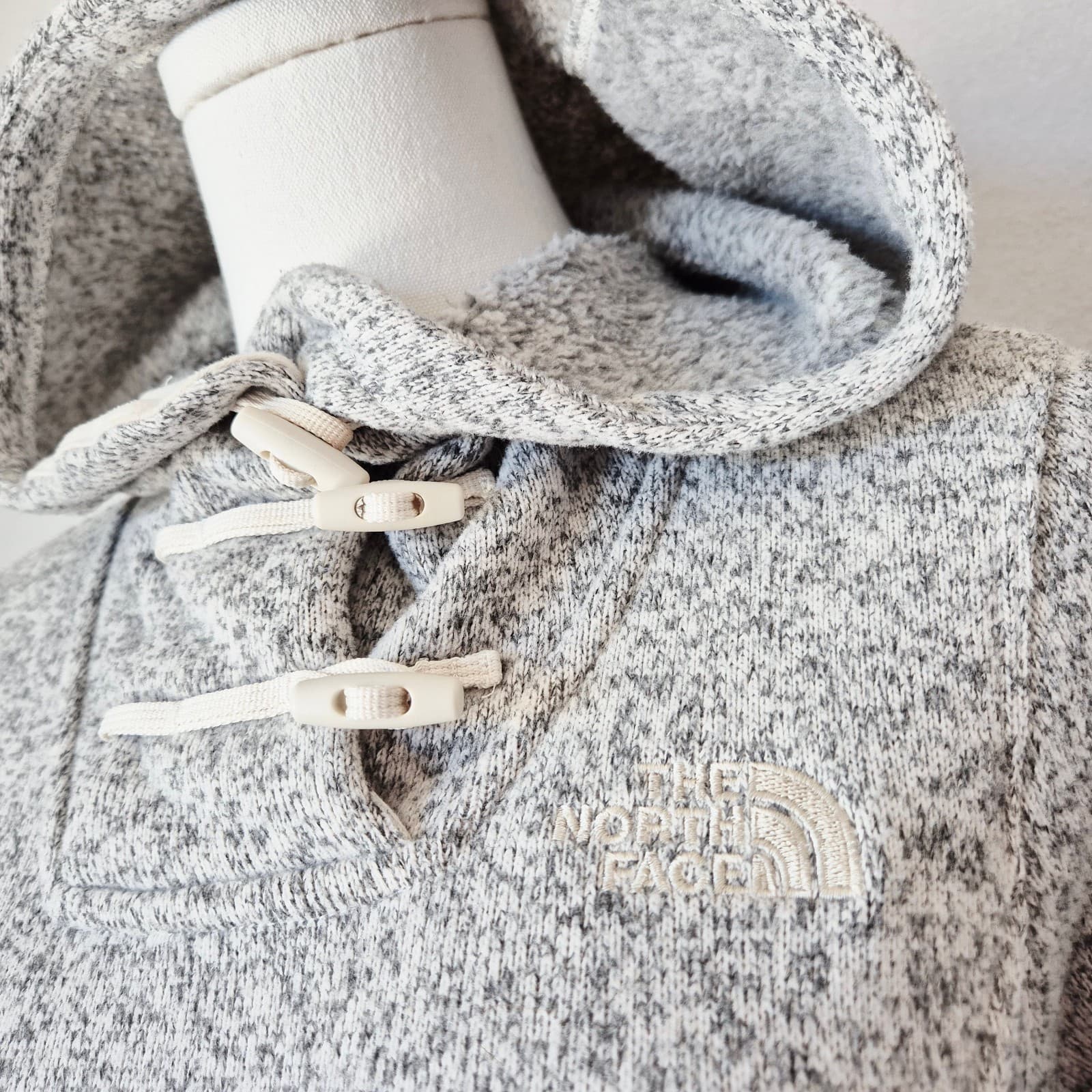 The North Face Crescent Fleece Lined Toggle Hooded Pullover Pocket Gray Women XS - Thumbnail 7