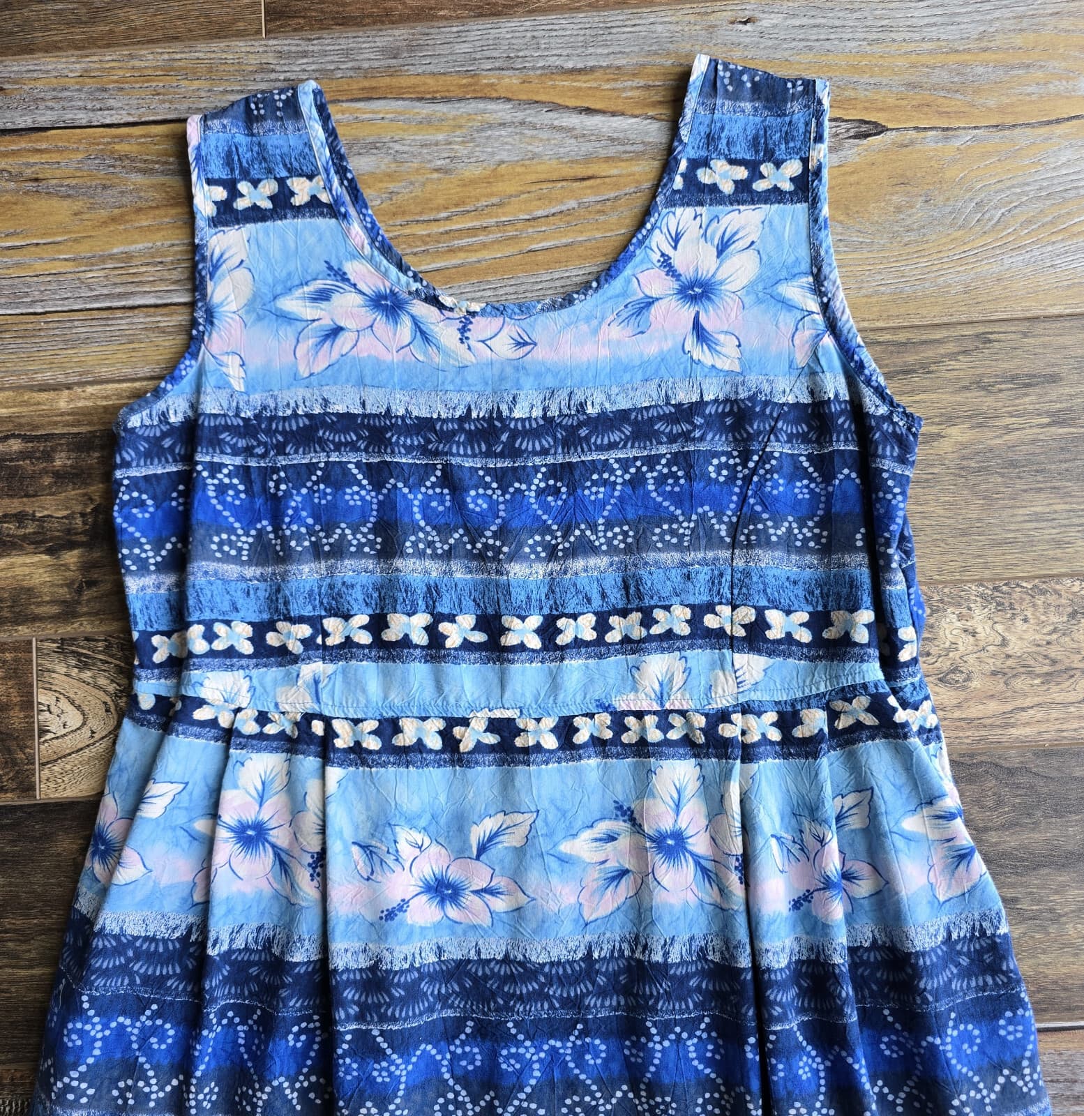 Jams World Tropical Floral Beach Hawaii Shift Dress Sleeveless Blubiscus Sz.M - Thumbnail 8