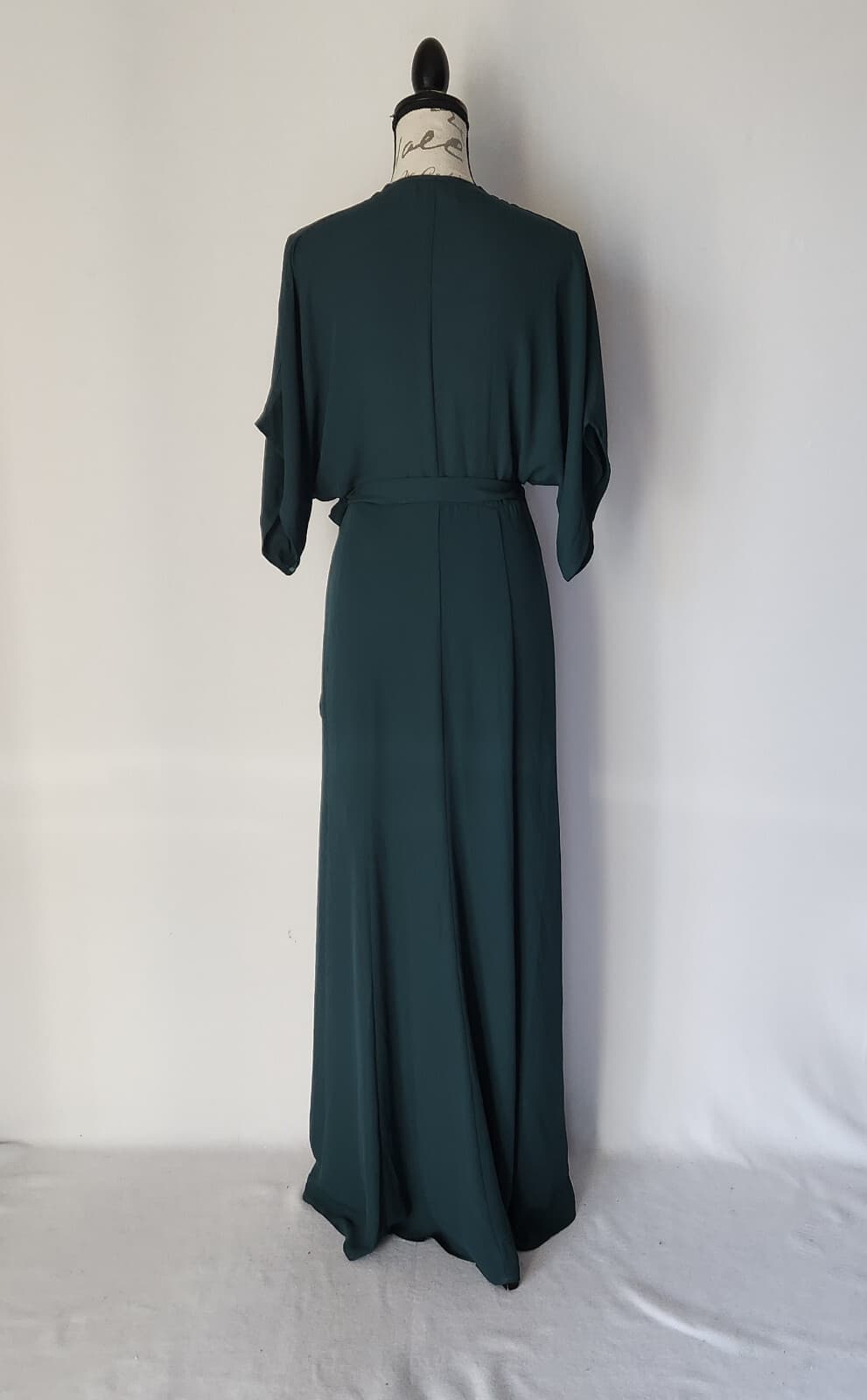 NWT IF BY SEA Chiffon Maxi Warp Dress Drop Shoulder Short Sleeve Green Women's S - Thumbnail 4