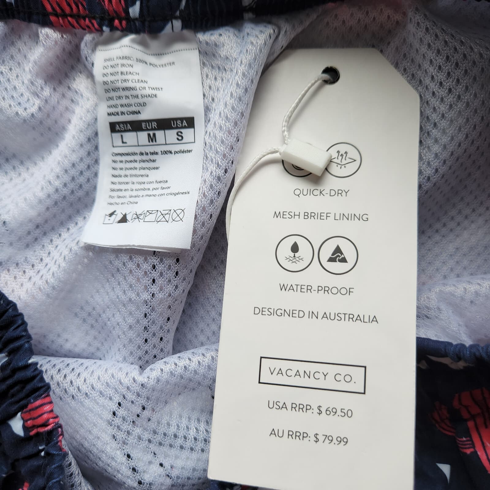 NWT Vacancy Co. Australia Cactus Swim Trunk Drawstring Waterproof Men Small $70 - Thumbnail 4