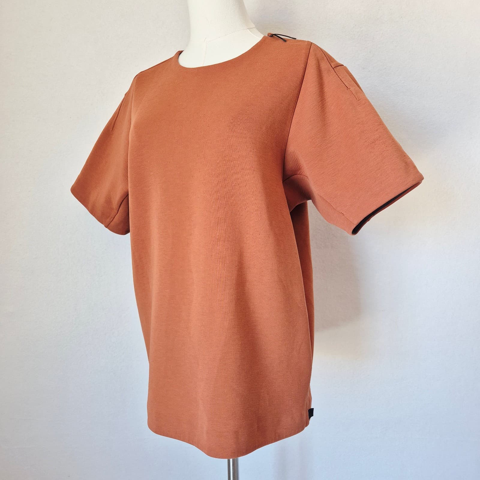Lululemon Zippered Side-Shoulder Shirt Short Sleeve Heavy Knit Brown Bust 42" - Thumbnail 5