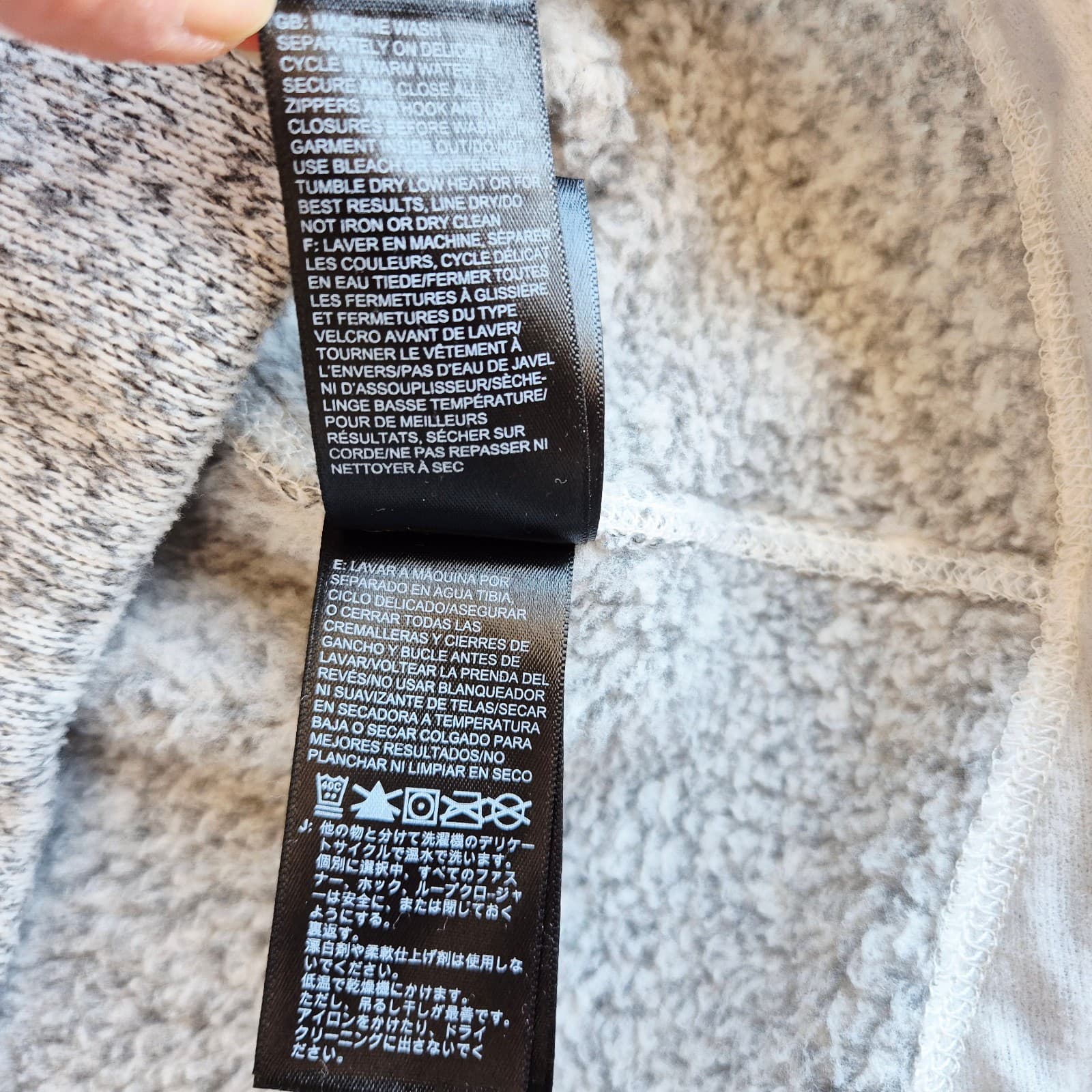 The North Face Crescent Fleece Lined Toggle Hooded Pullover Pocket Gray Women XS - Thumbnail 12