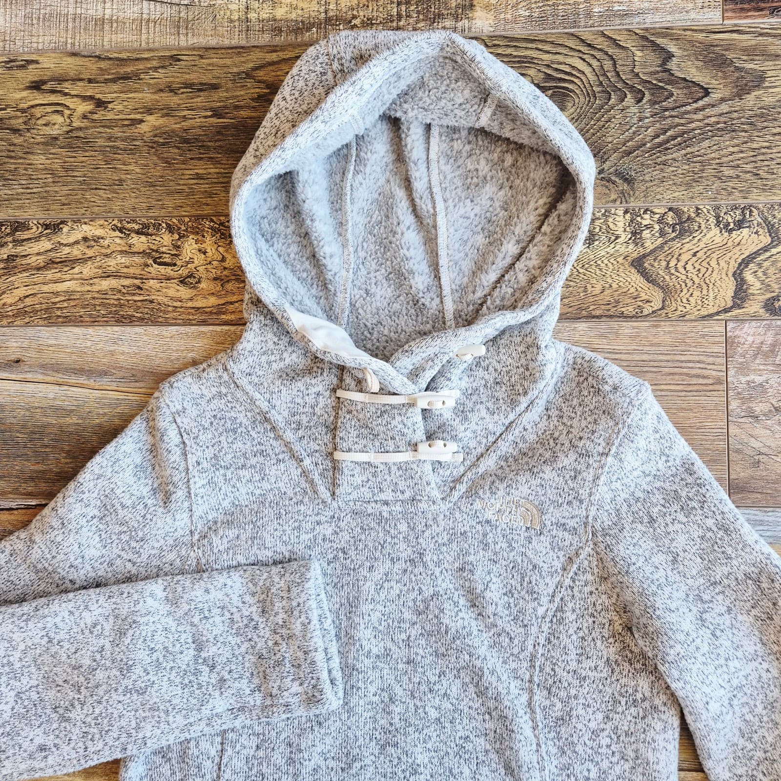 The North Face Crescent Fleece Lined Toggle Hooded Pullover Pocket Gray Women XS - Thumbnail 6