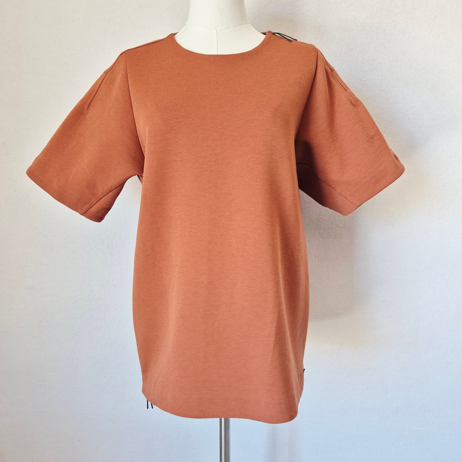 Lululemon Zippered Side-Shoulder Shirt Short Sleeve Heavy Knit Brown Bust 42" - Thumbnail 4