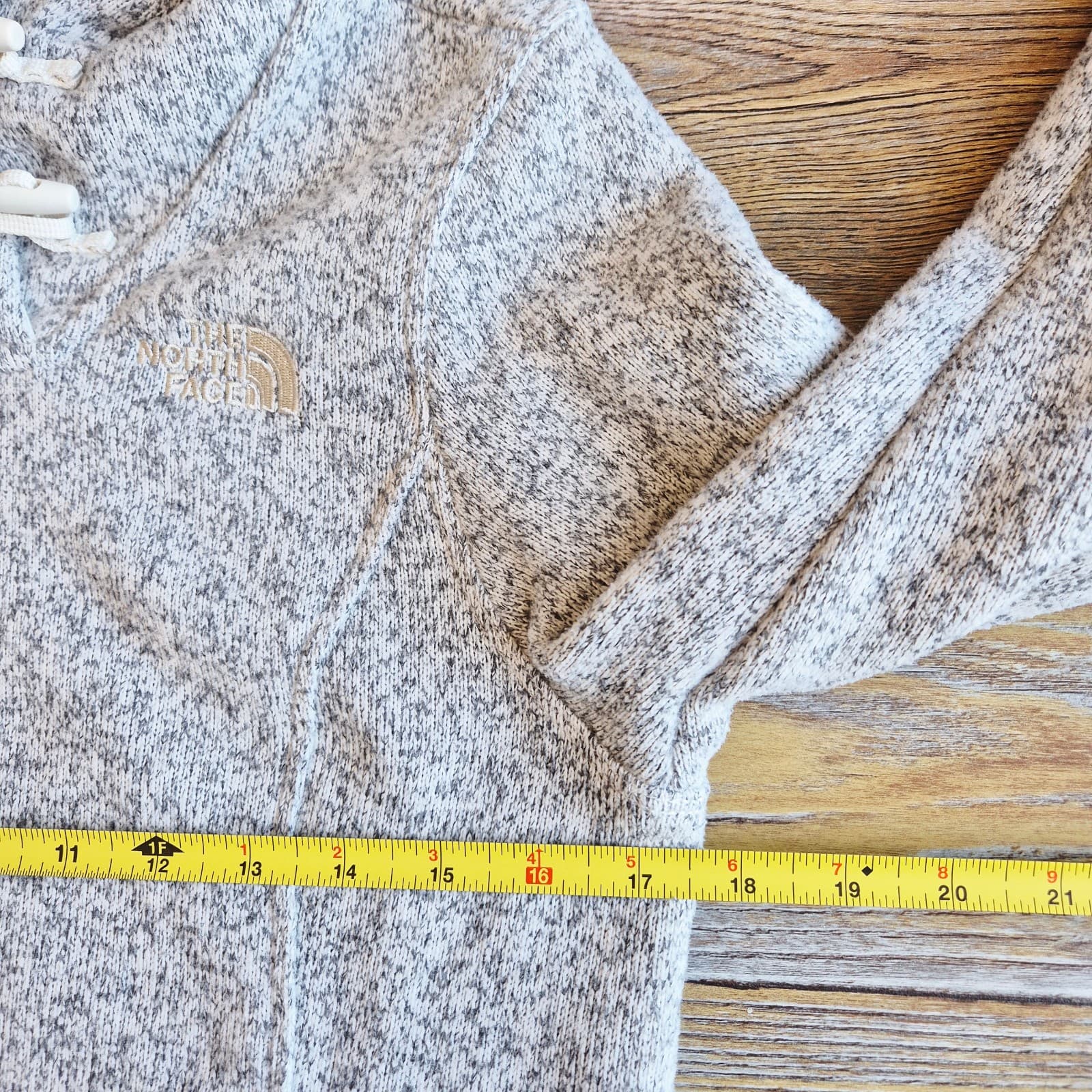 The North Face Crescent Fleece Lined Toggle Hooded Pullover Pocket Gray Women XS - Thumbnail 15