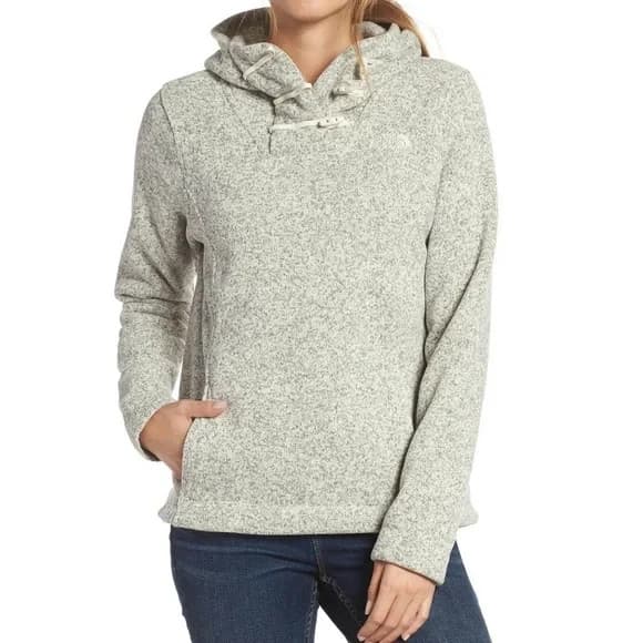 The North Face Crescent Fleece Lined Toggle Hooded Pullover Pocket Gray Women XS - Thumbnail 3