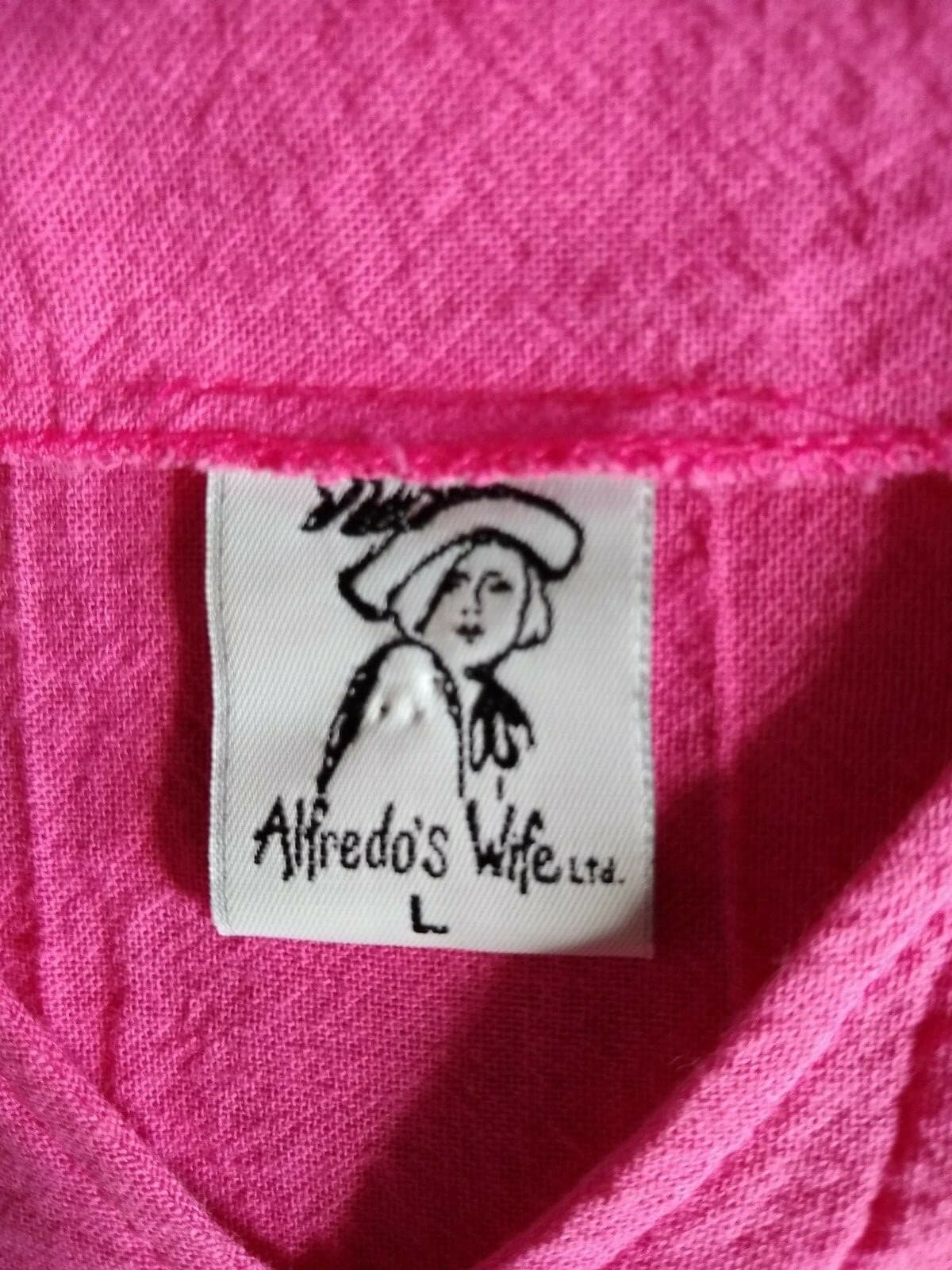 Alfredo's Wife 100% Cotton Floral Embroidered Tunic Top Long Sleeves Pink Sz.L - Thumbnail 10