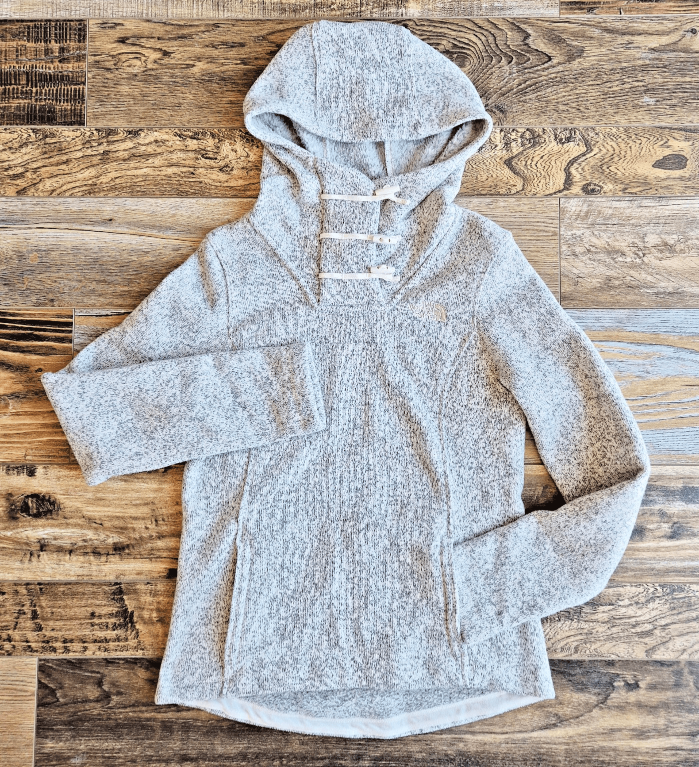 The North Face Crescent Fleece Lined Toggle Hooded Pullover Pocket Gray Women XS - Thumbnail 4